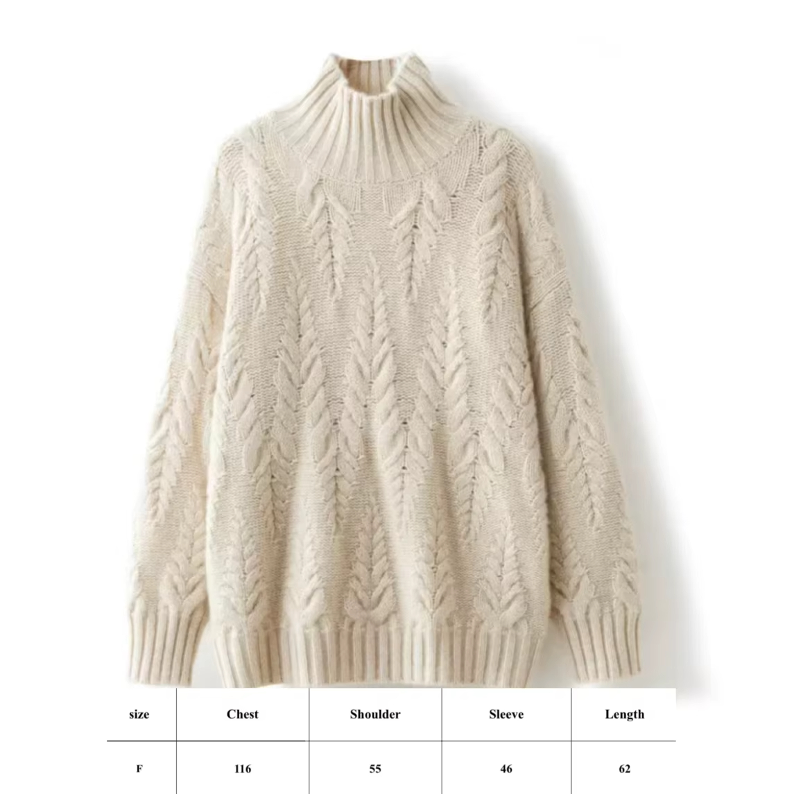 Autumn and Winter New Women's Cashmere Sweater Women's High Neck Thickened Knitted Bottom Sweater Loose Warm Coat