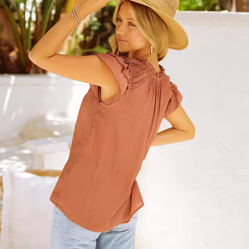 Spring Summer New Fashion Boutique Clothes Vendor Casual Tiered Ruffled Woman Tunic Top