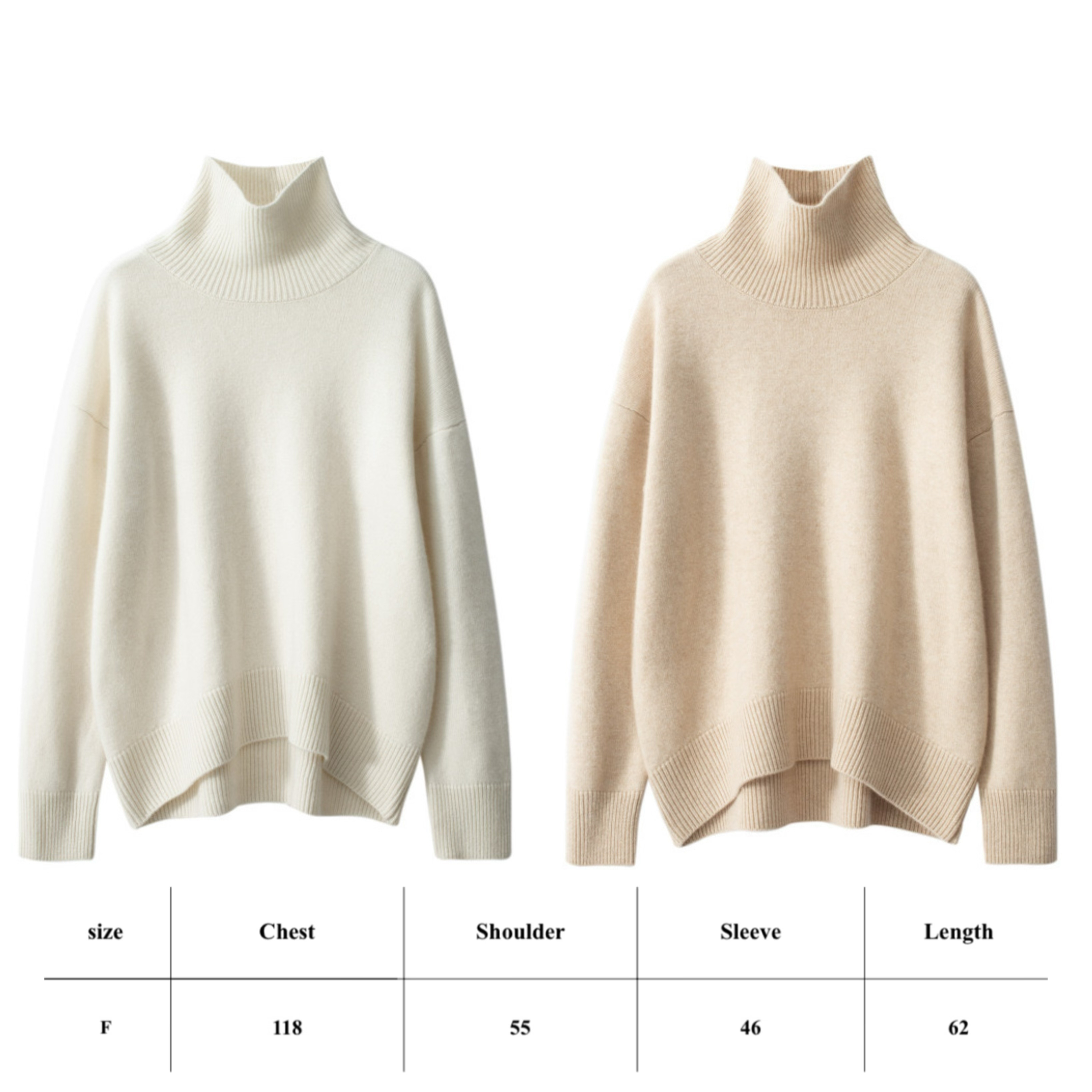 Autumn and Winter New Women's Cashmere Sweater Women's High Neck Thickened Knitted Bottom Sweater Loose Warm Coat