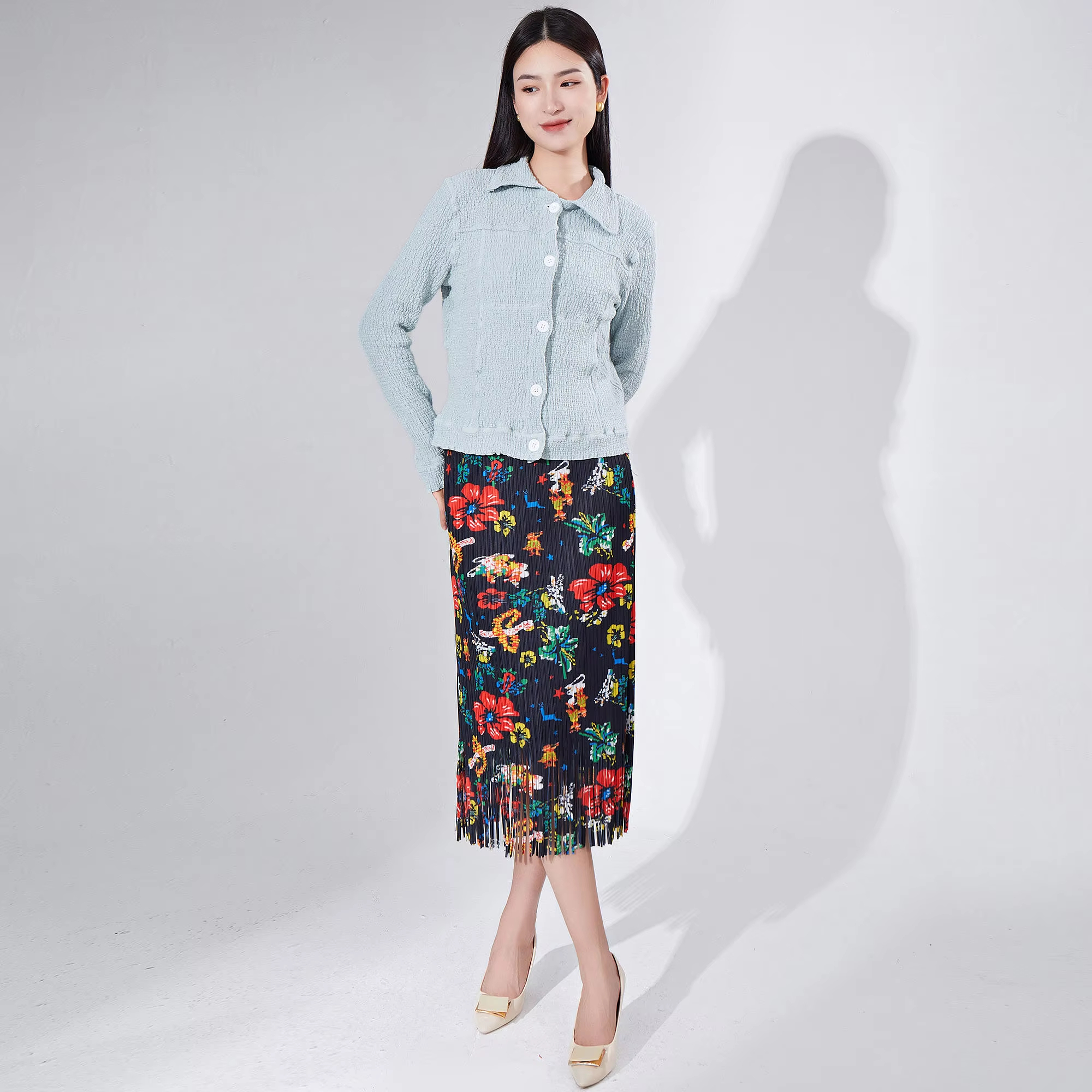 Pleated Women's Clothing New Design Shirt Casual Style Women's Pleated Blouse