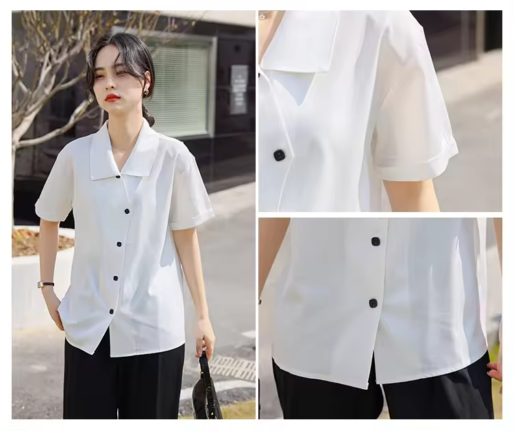 Summer New White Shirt Elegant Unique Long Sleeved Blouse Shirts for Women
