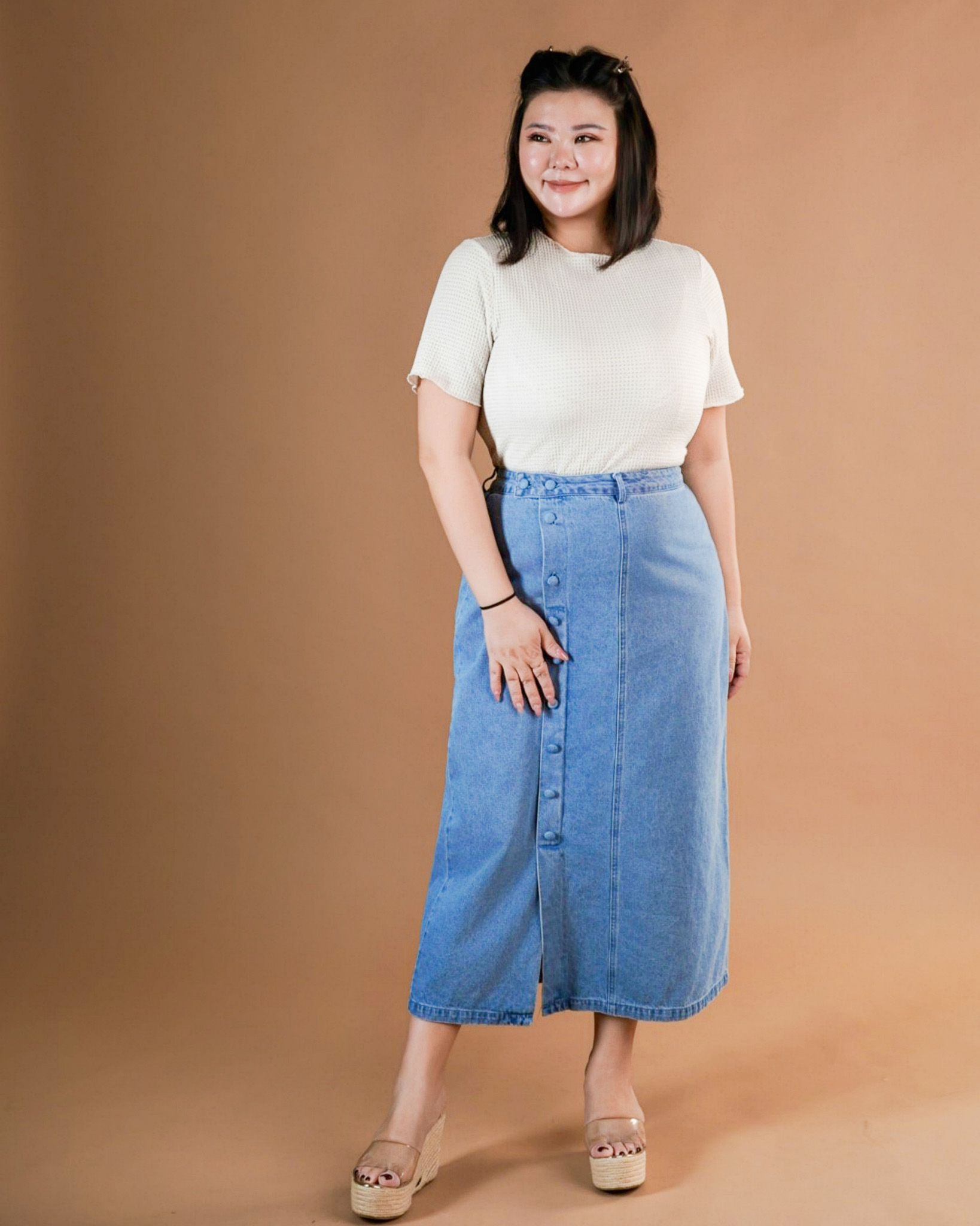 TASHA DENIM MIDI SKIRT