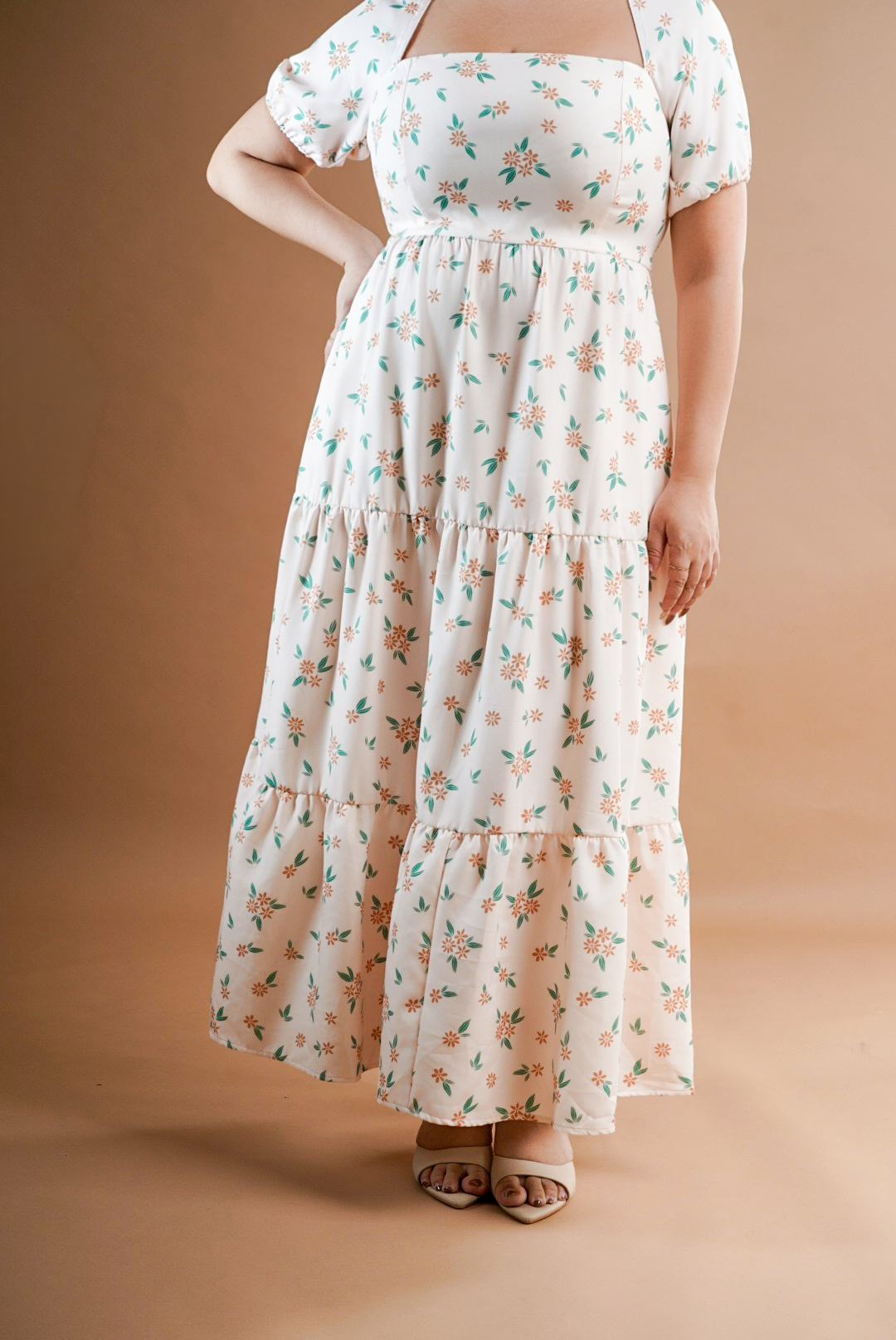 PENNY FLORAL MIDI IN EDELWEISS