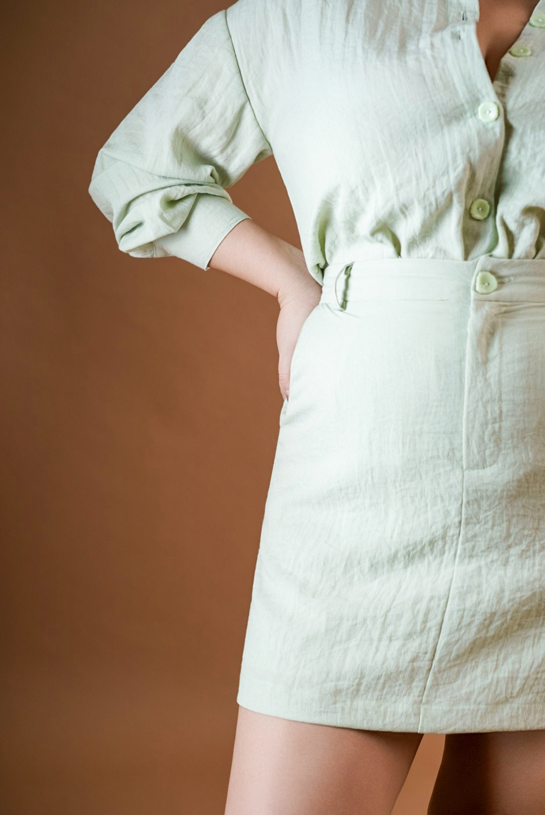 HEREEN BLOUSE SET IN MINT GREEN 