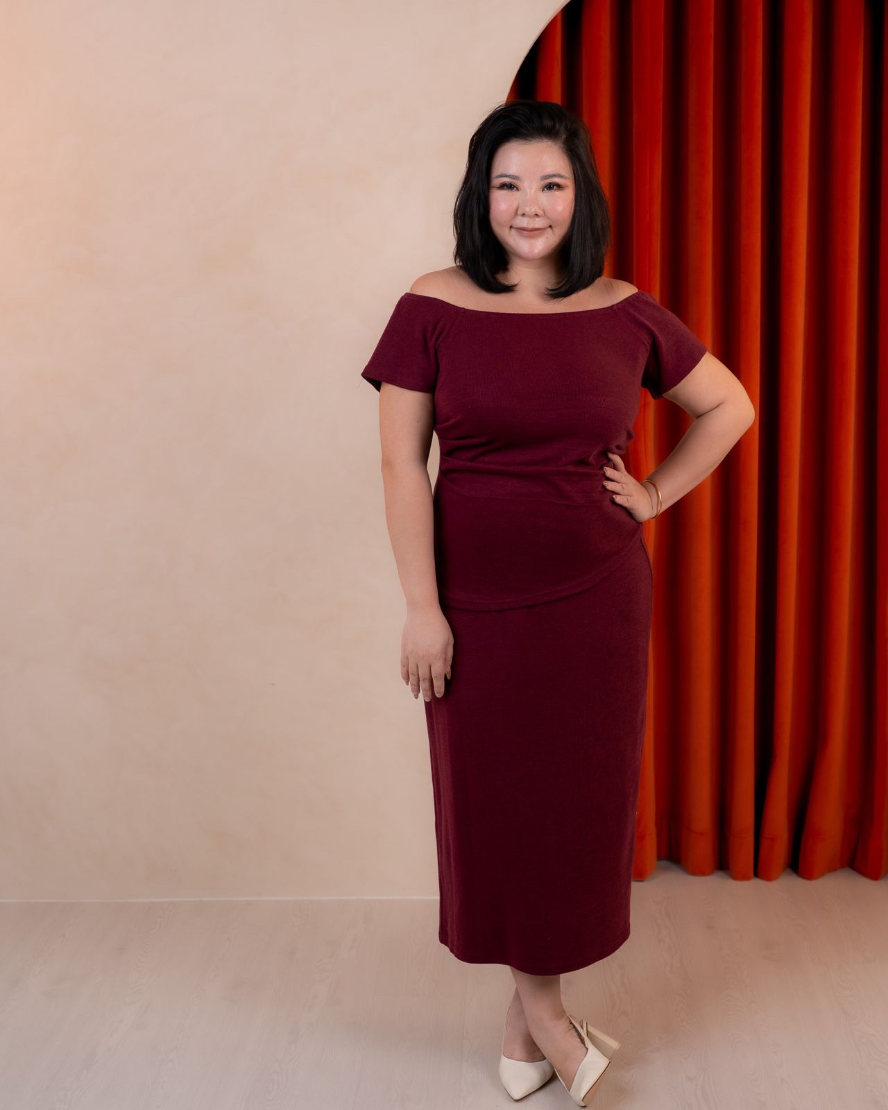 DAVON KNITTED CO ORD IN MAROON 