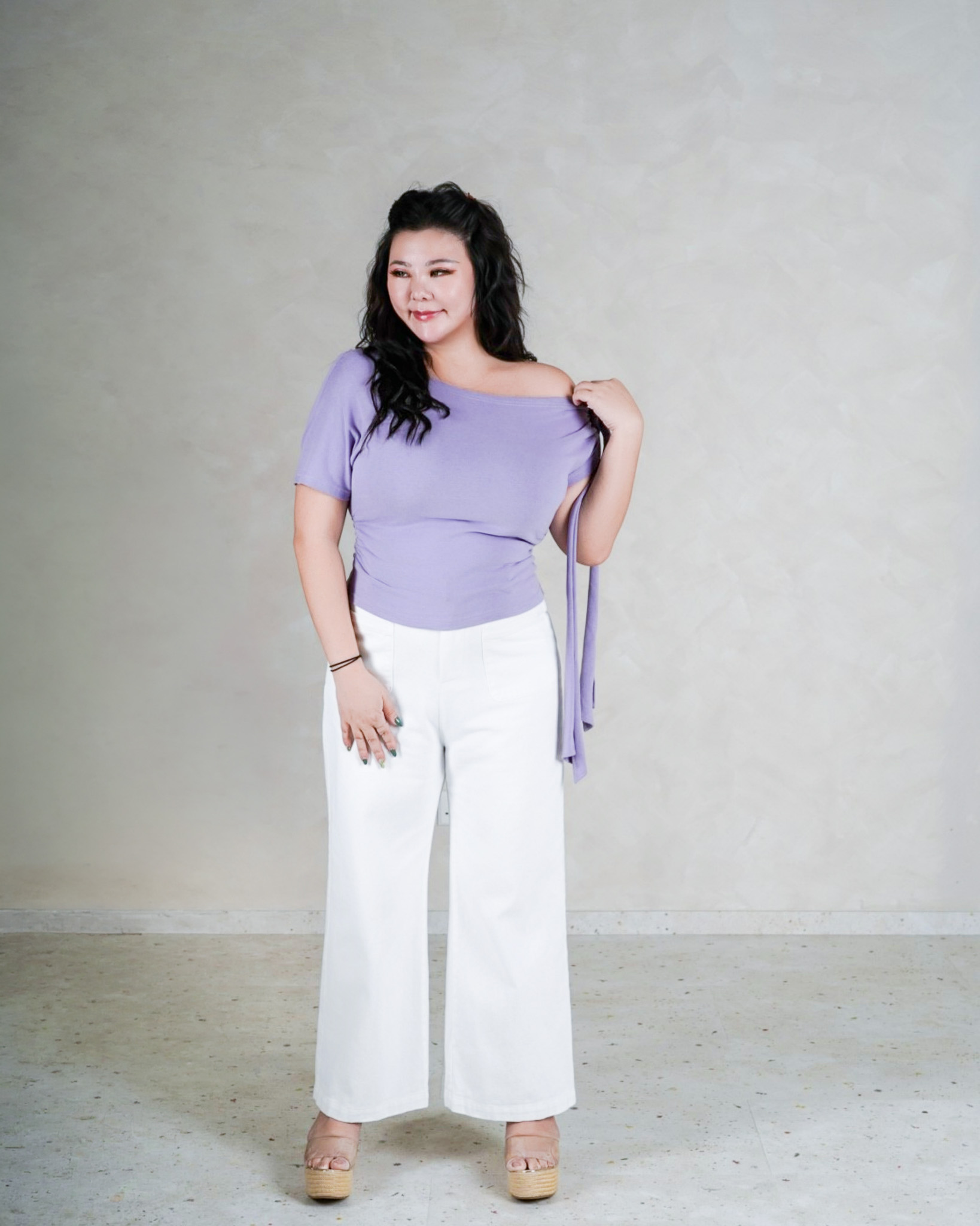 LORINE RIBBON TOP IN PURPLE