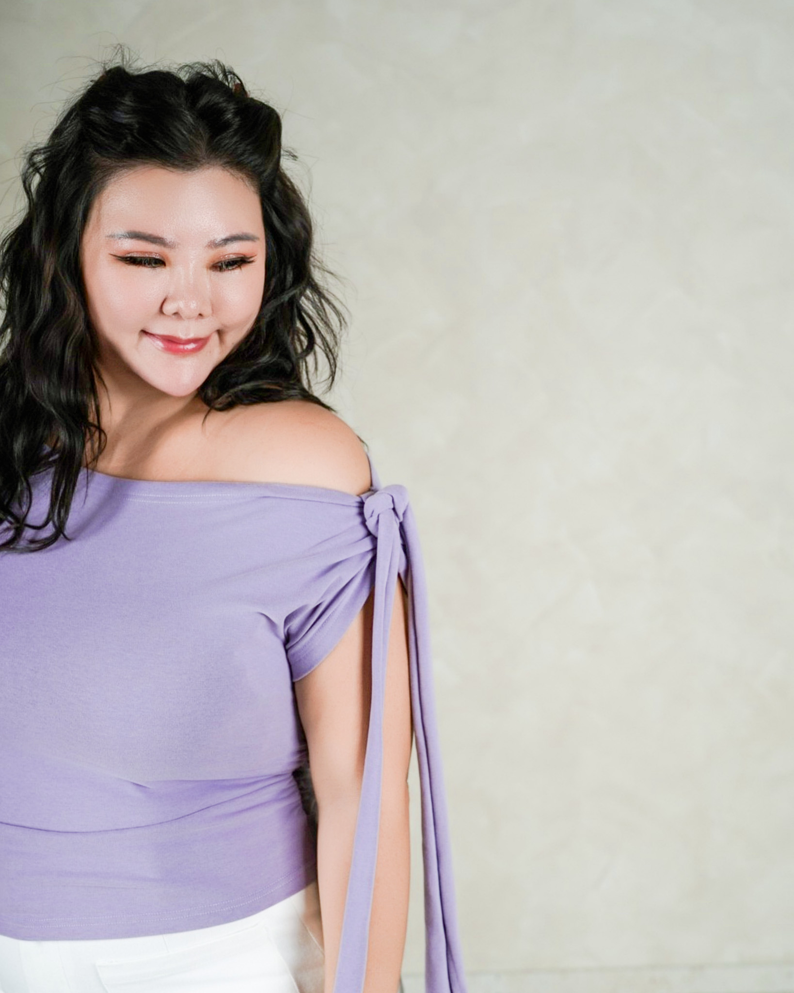 LORINE RIBBON TOP IN PURPLE