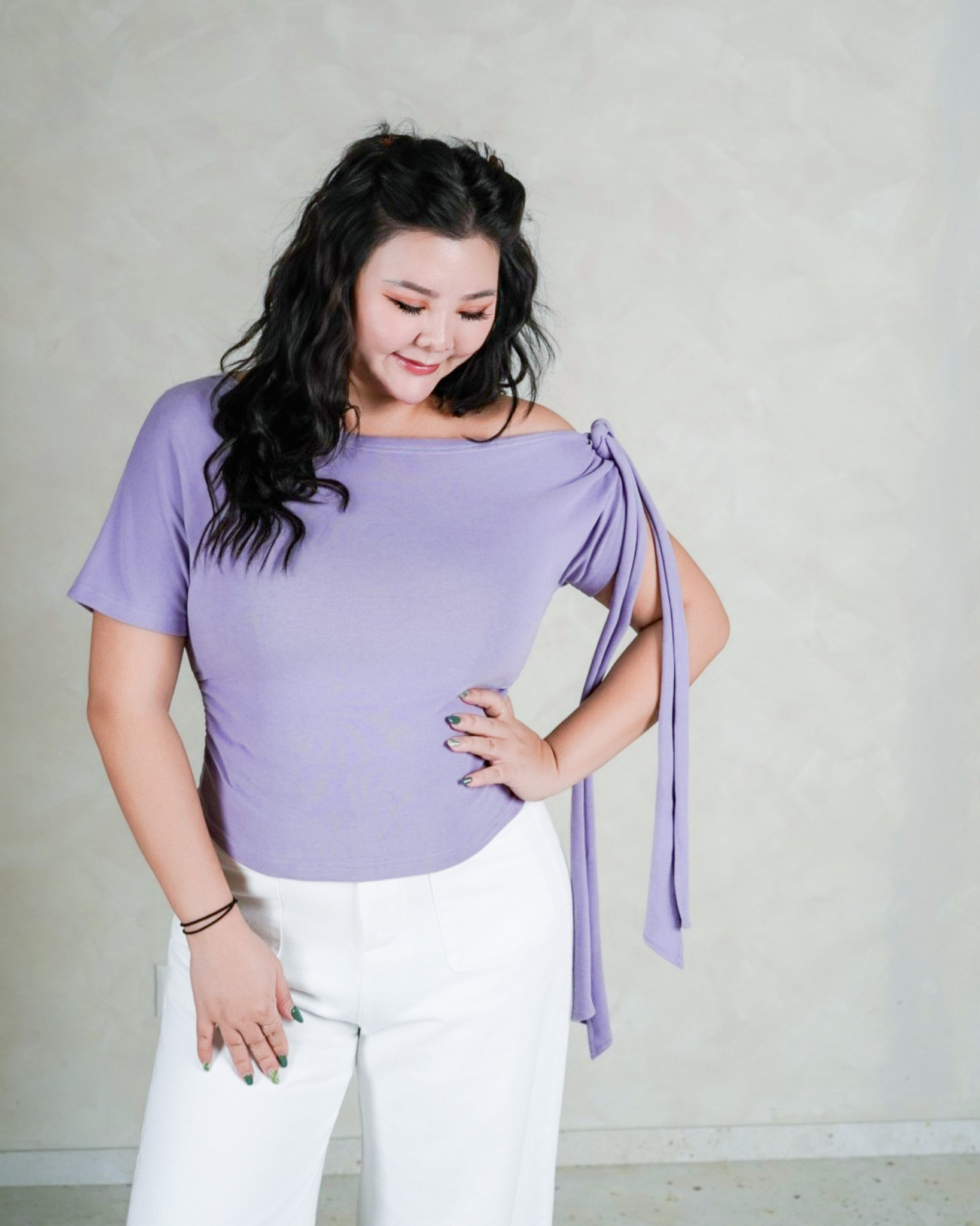 LORINE RIBBON TOP IN PURPLE