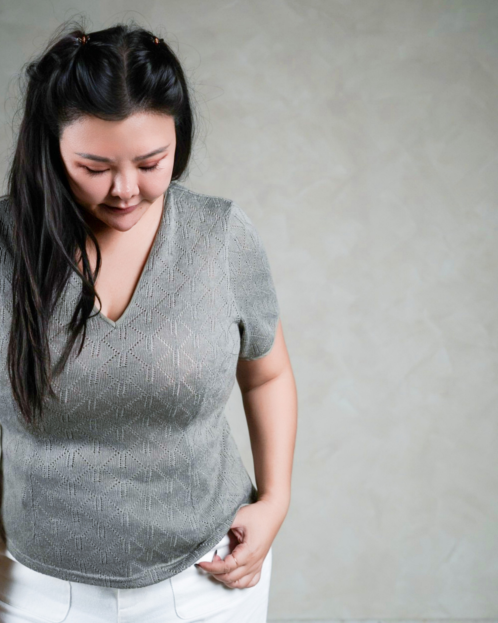 MADELY 2 KNTTED TOPS IN GREY 