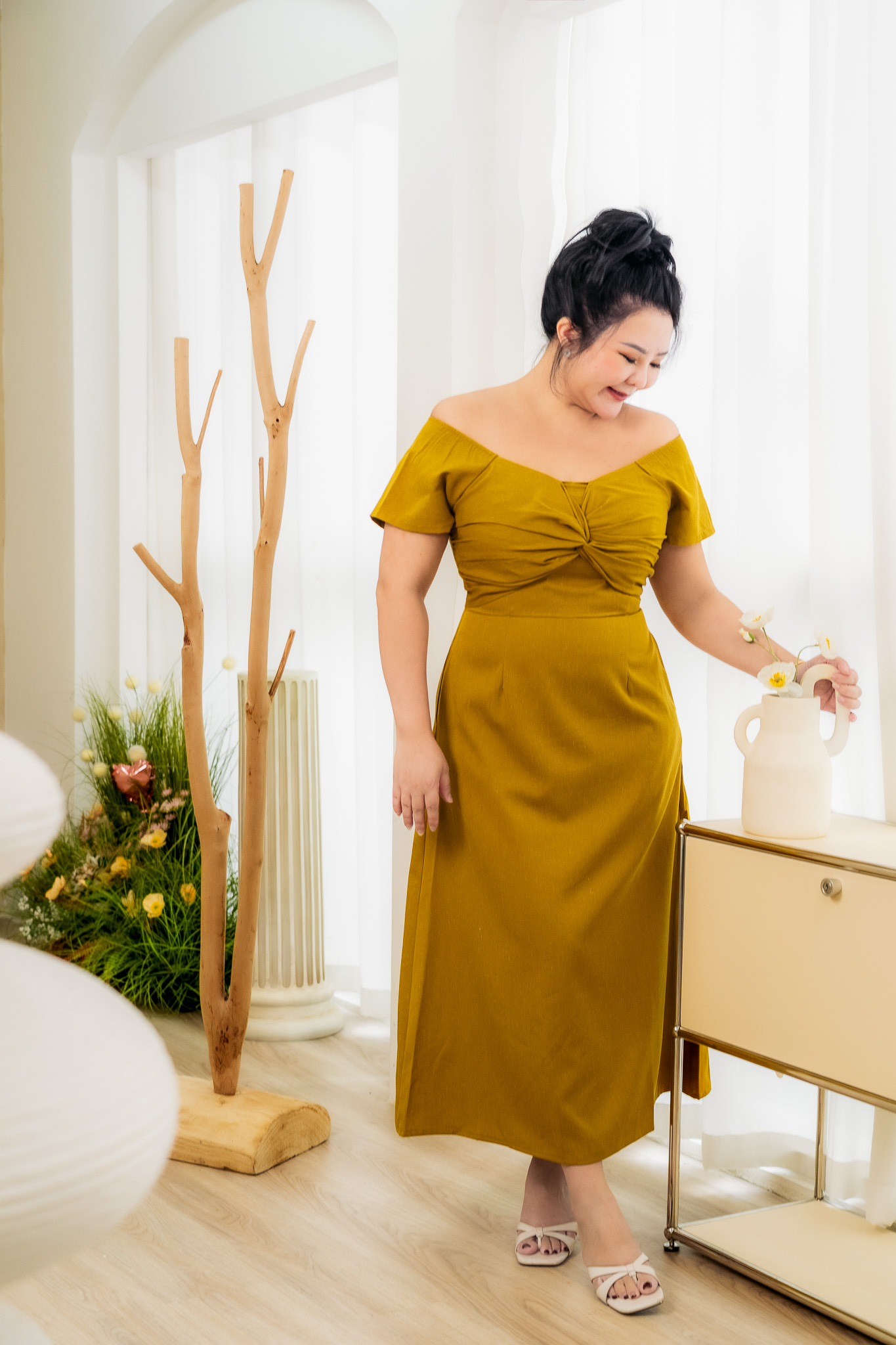 DEMI OFF SHOULDER MIDI