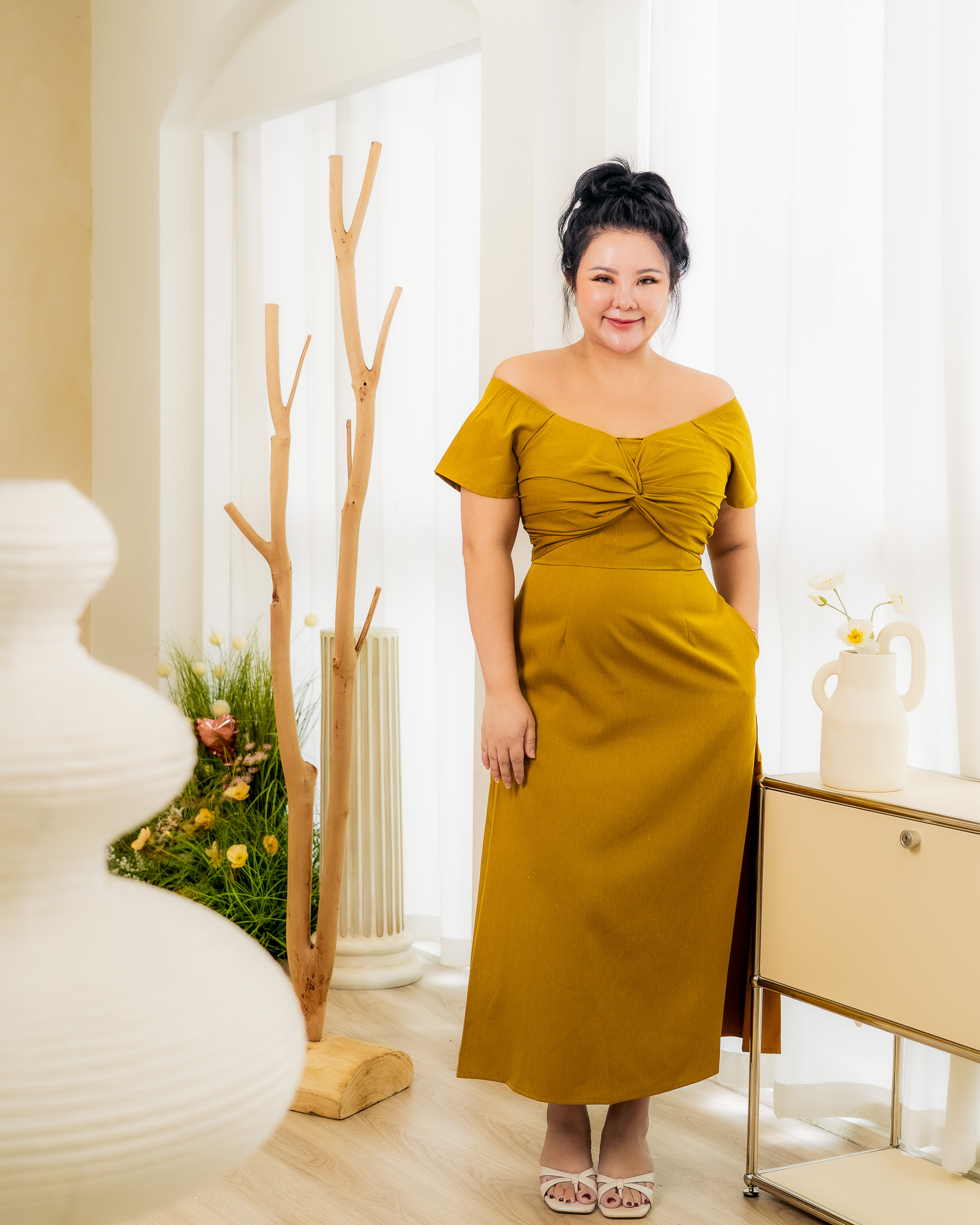 DEMI OFF SHOULDER MIDI