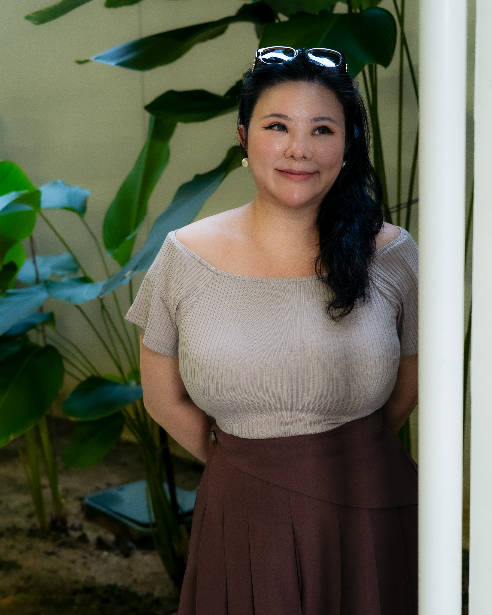NATHELIA TOP IN RED BEAN