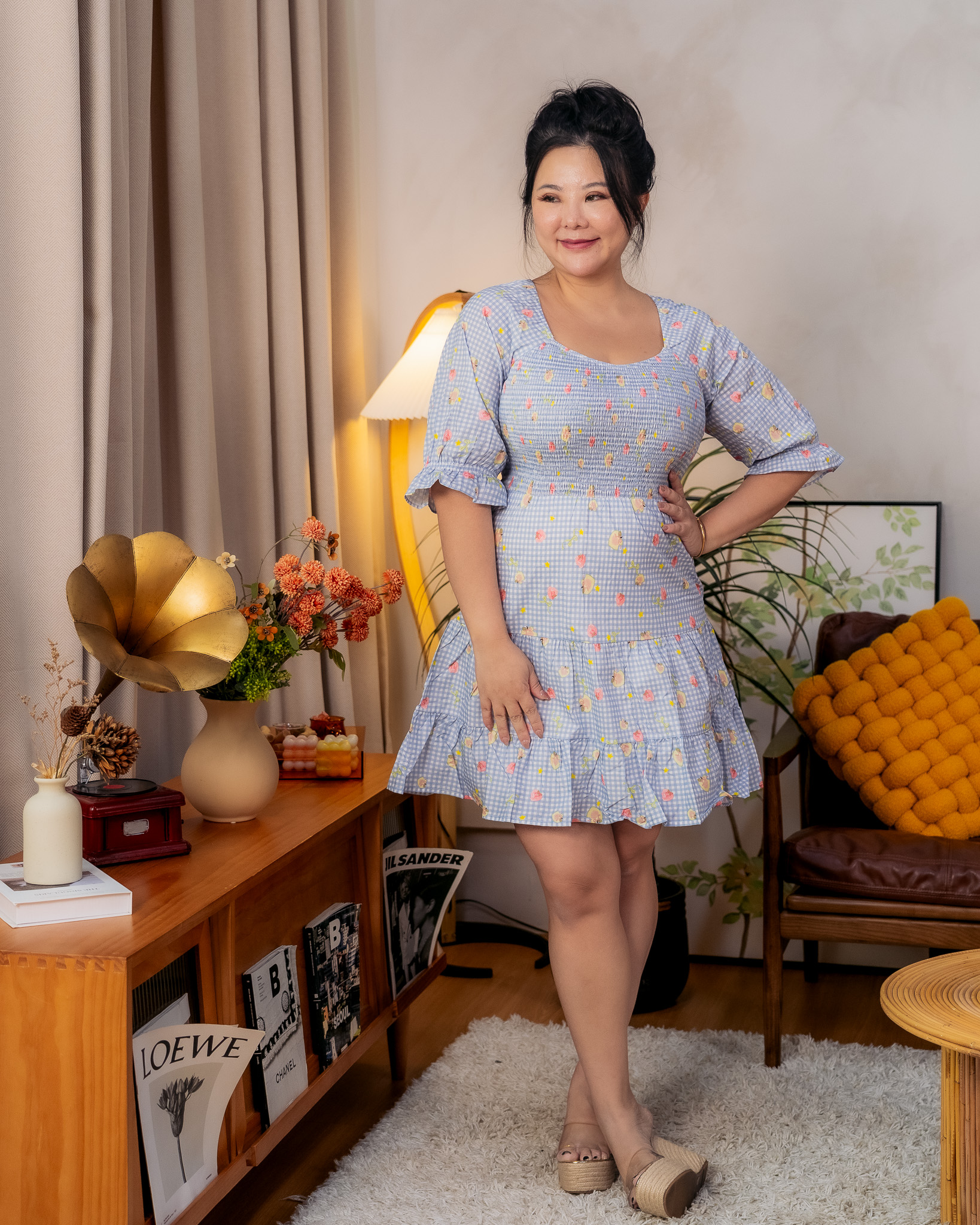 FRUITY SMOCKED LAYERED DRESS