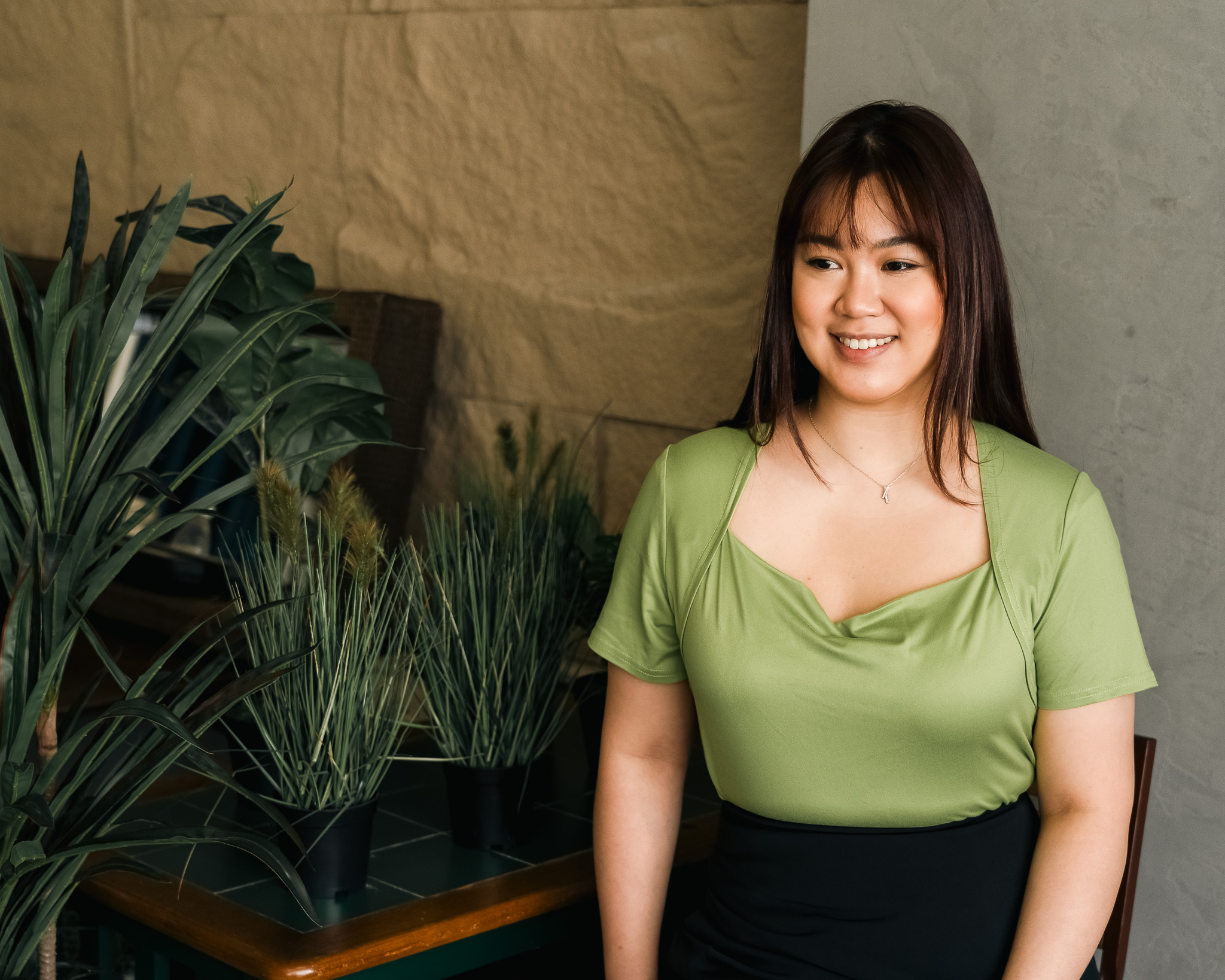 YUNA COWL NECK TOP YELLOW GREEN