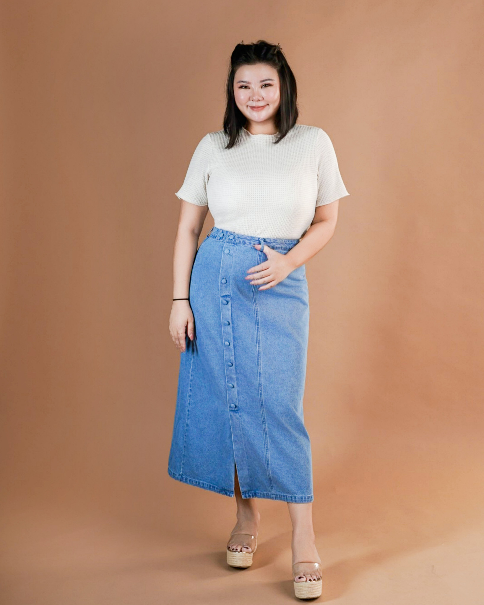 TASHA DENIM MIDI SKIRT