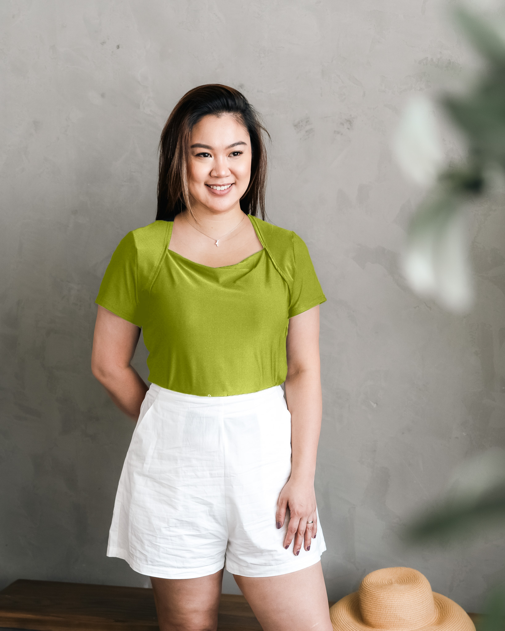 YUNA COWL NECK TOP YELLOW GREEN