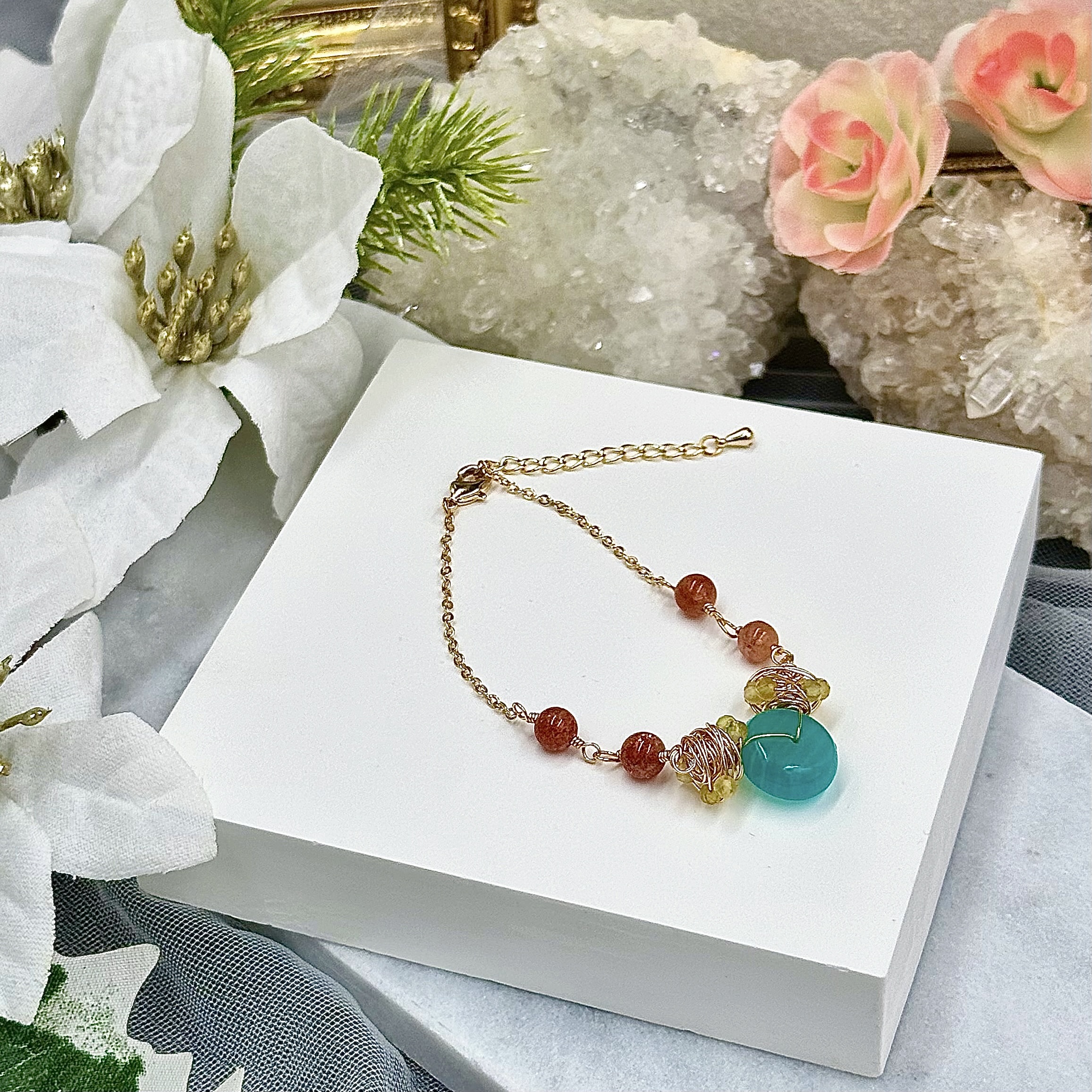 Amazonite Donut Push-Pull Bracelet