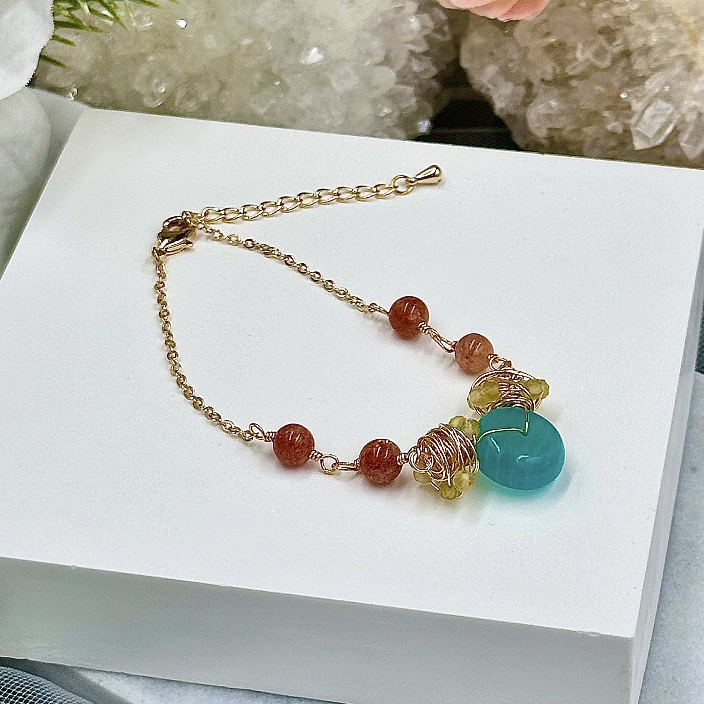 Amazonite Donut Push-Pull Bracelet