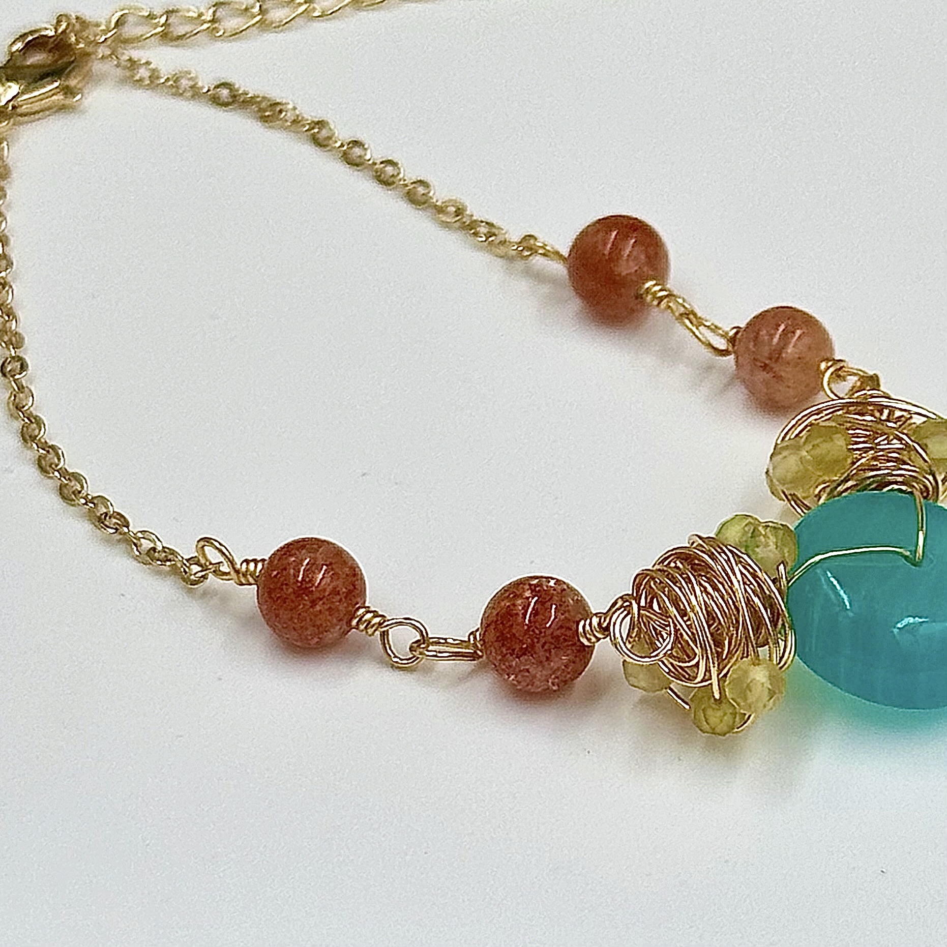 Amazonite Donut Push-Pull Bracelet