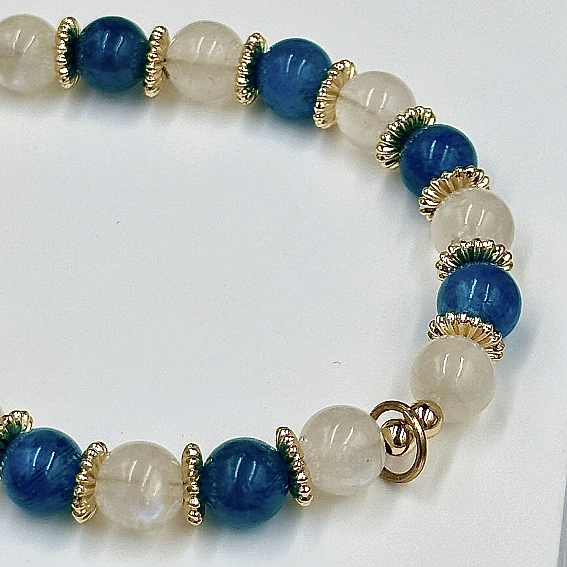 Apatite And Moonstone Push-Pull Bracelet