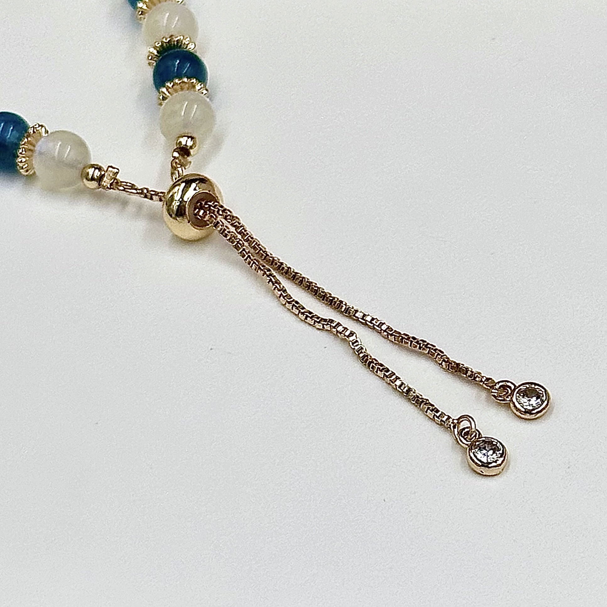 Apatite And Moonstone Push-Pull Bracelet