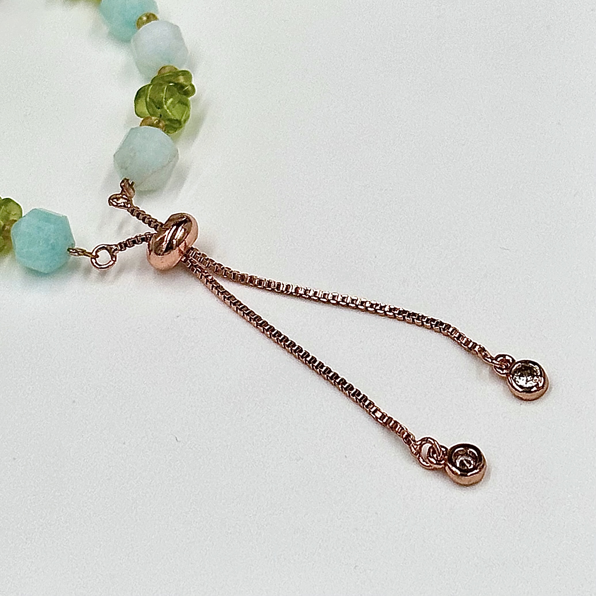 Aquamarine Hexagonal With Peridot Push-Pull Bracelet