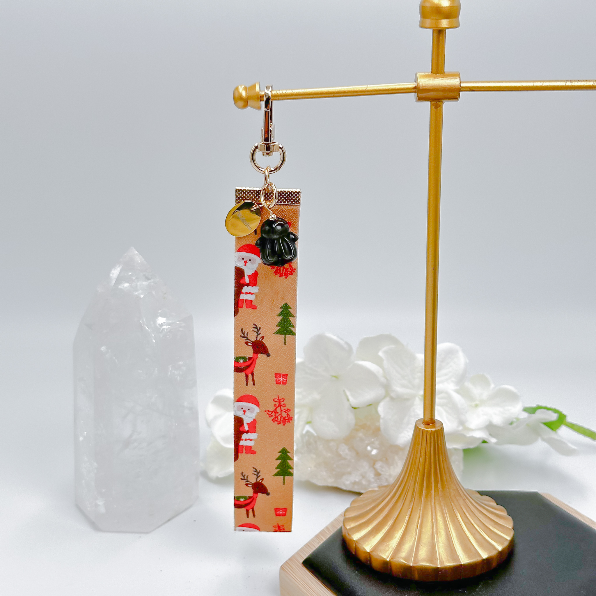 <<SG Seller>> CRZtales Golden Obsidian Chubby Bunny Crystal Charms Christmas Theme Fabric Chain CRZFabChain #CRZFabChains