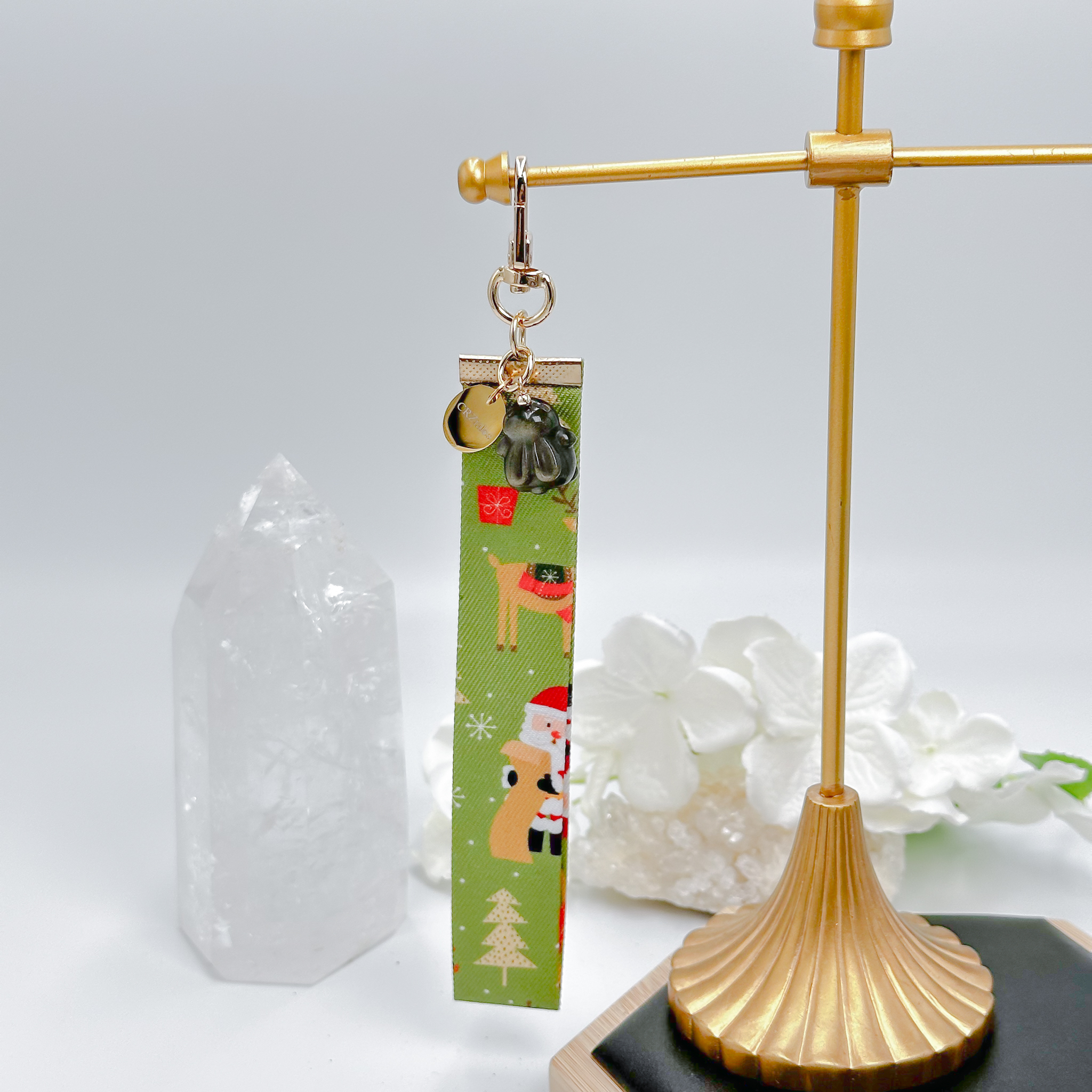 <<SG Seller>> CRZtales Golden Obsidian Chubby Bunny Crystal Charms Christmas Theme Fabric Chain CRZFabChain #CRZFabChains