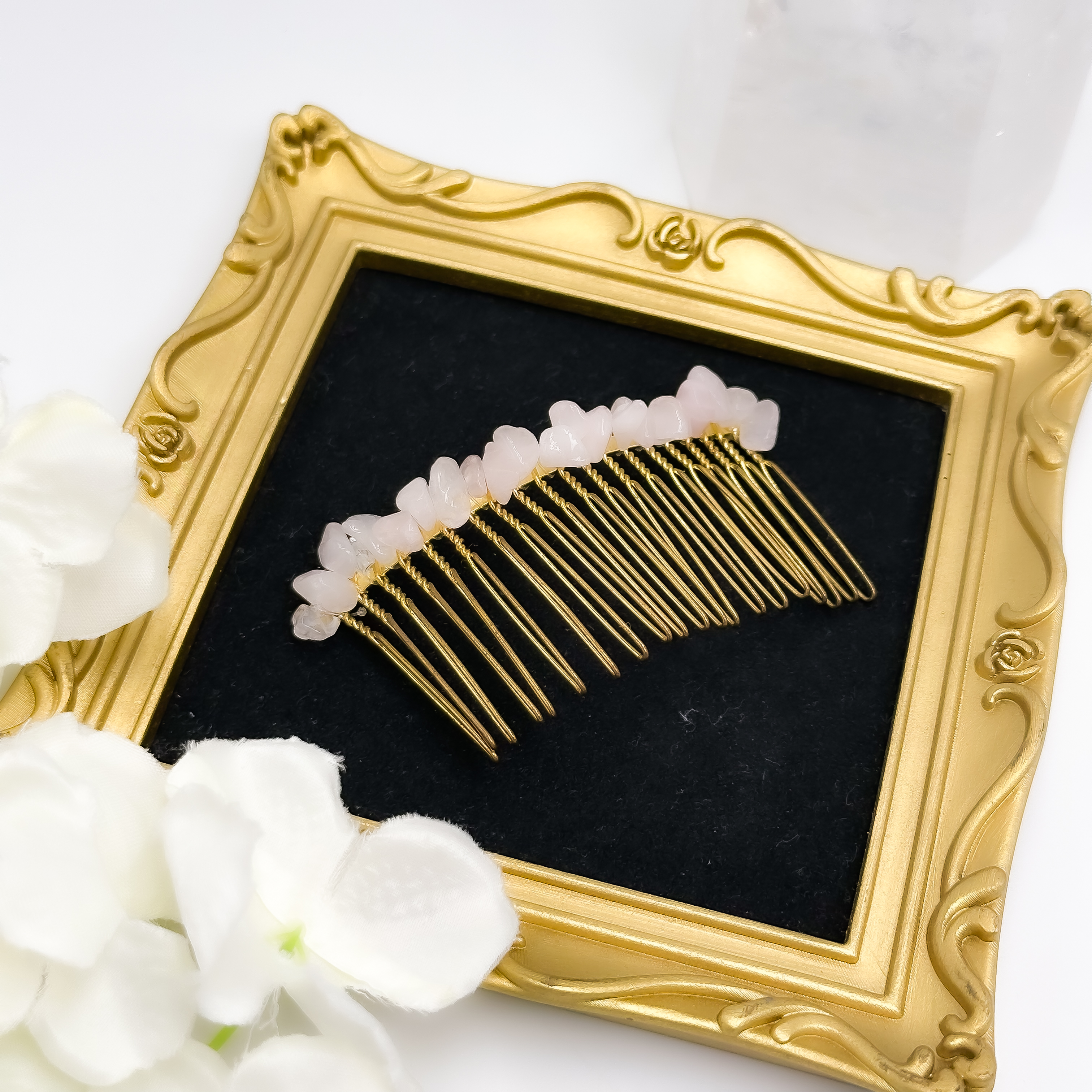 <<SG Seller>> CRZtales Crystal Chips Hair Comb Clip | Natural Crystals