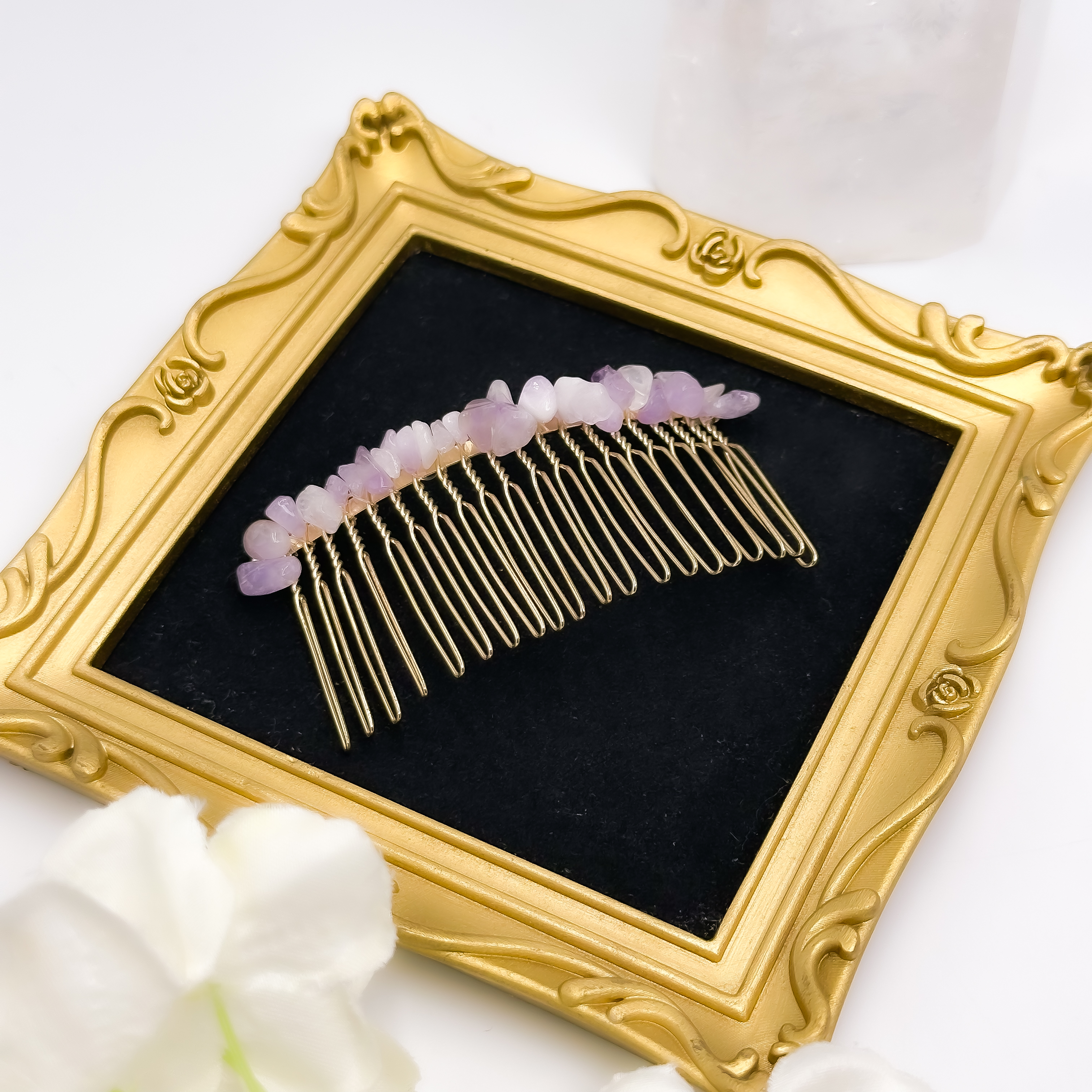 <<SG Seller>> CRZtales Crystal Chips Hair Comb Clip | Natural Crystals