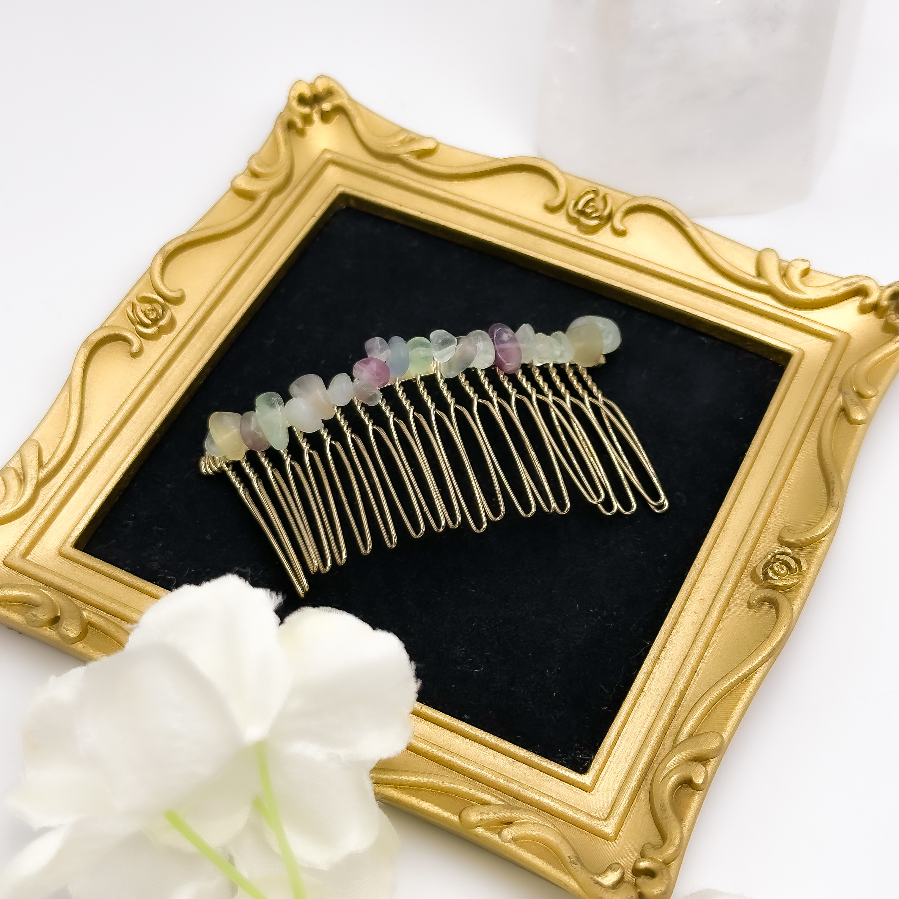<<SG Seller>> CRZtales Crystal Chips Hair Comb Clip | Natural Crystals