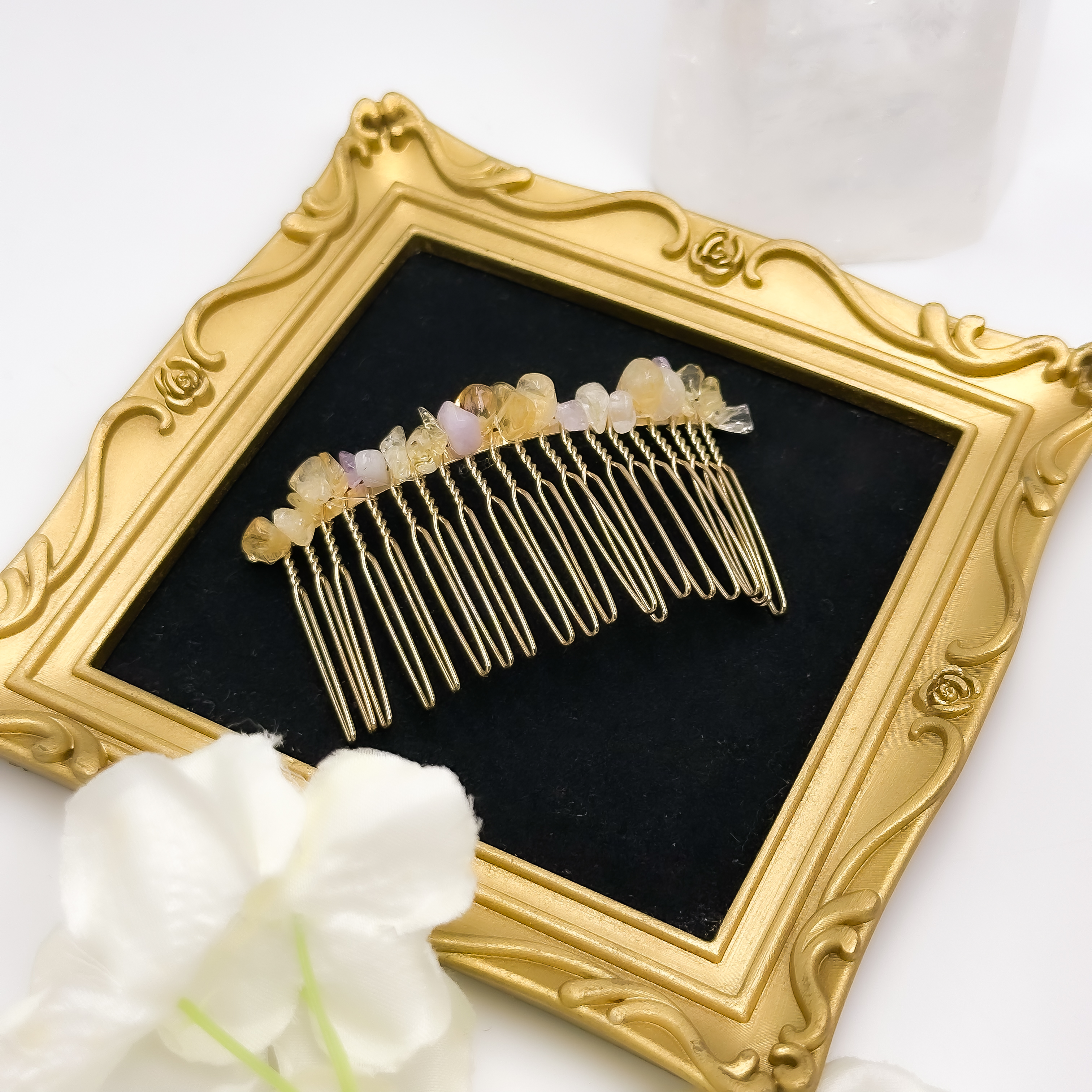 <<SG Seller>> CRZtales Crystal Chips Hair Comb Clip | Natural Crystals