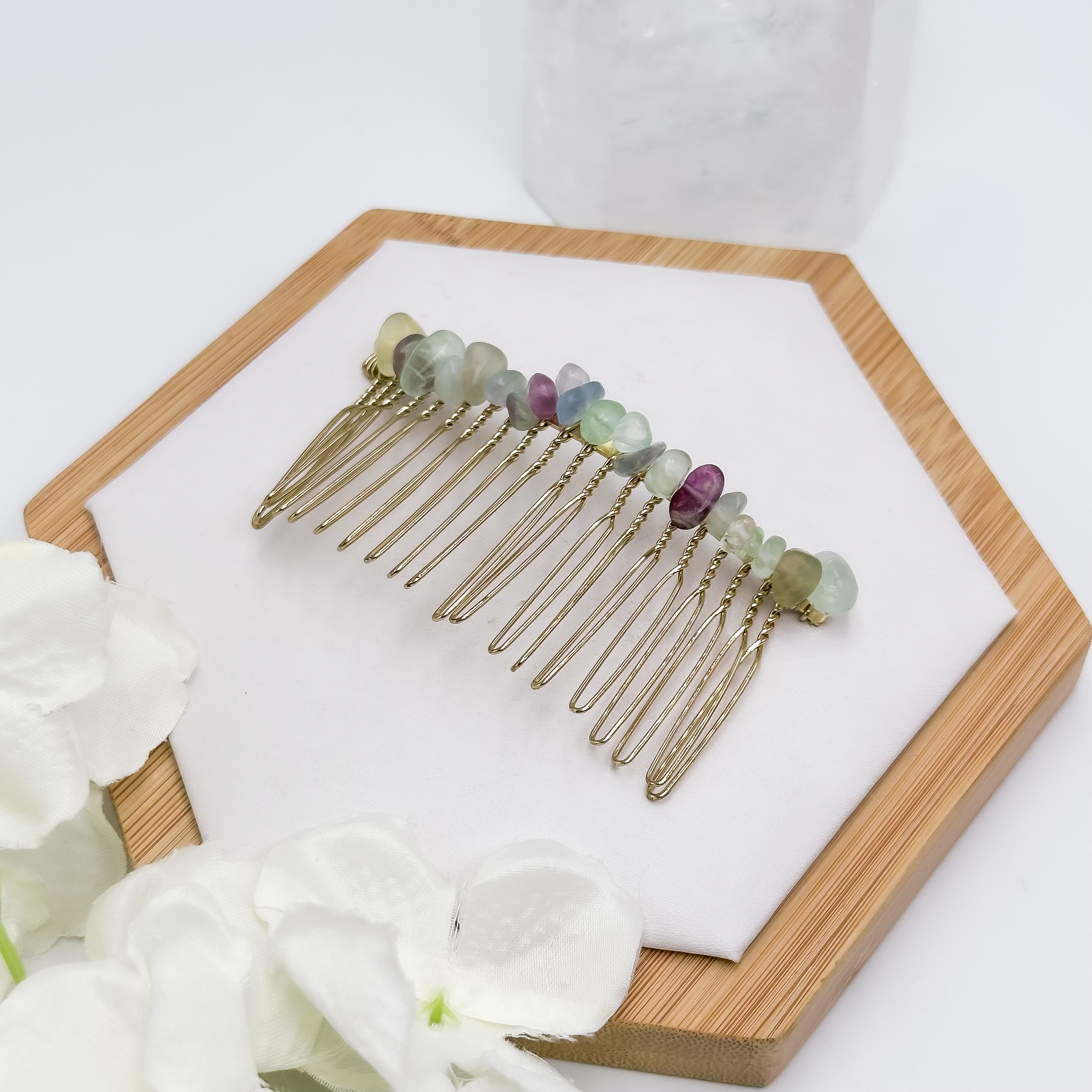 <<SG Seller>> CRZtales Crystal Chips Hair Comb Clip | Natural Crystals