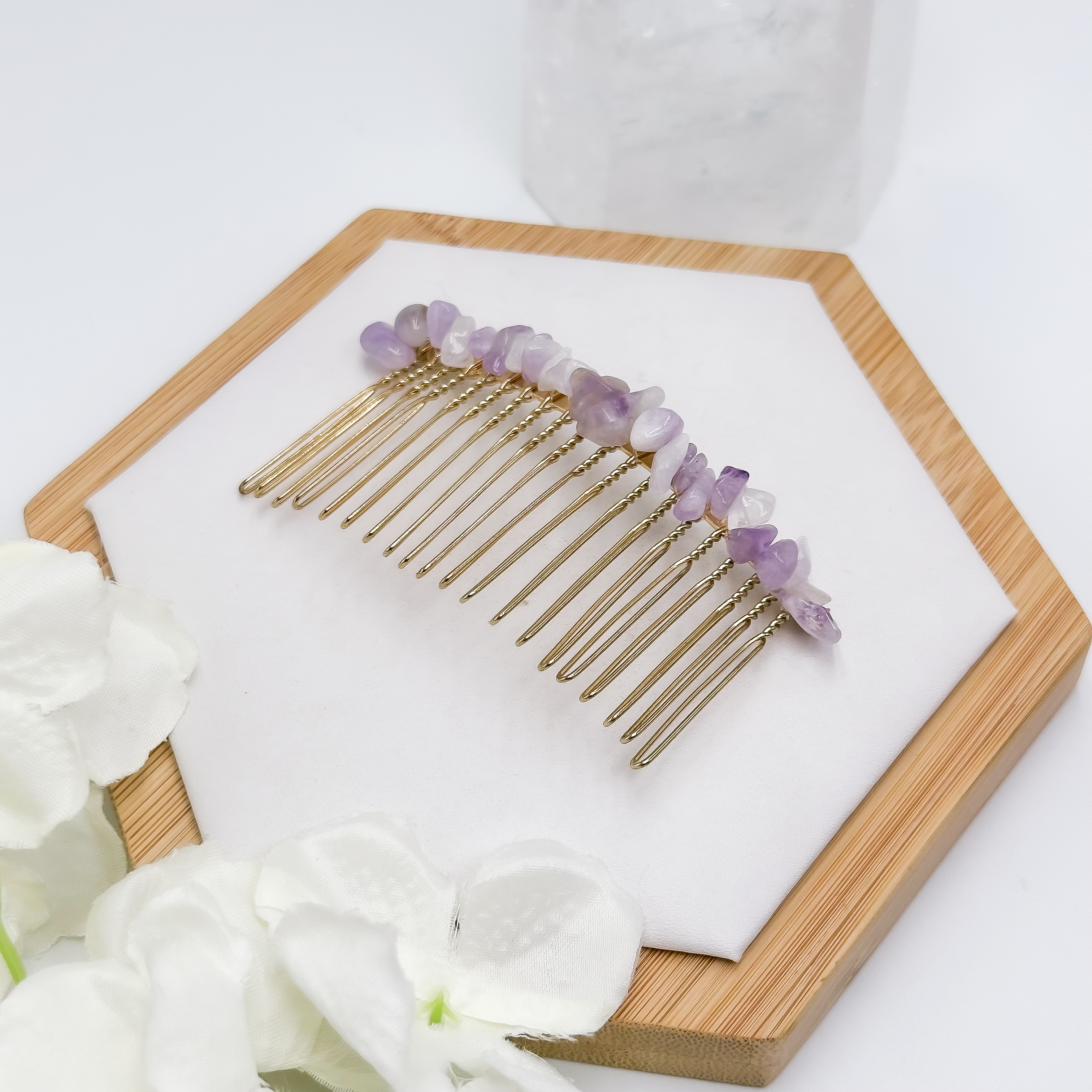 <<SG Seller>> CRZtales Crystal Chips Hair Comb Clip | Natural Crystals