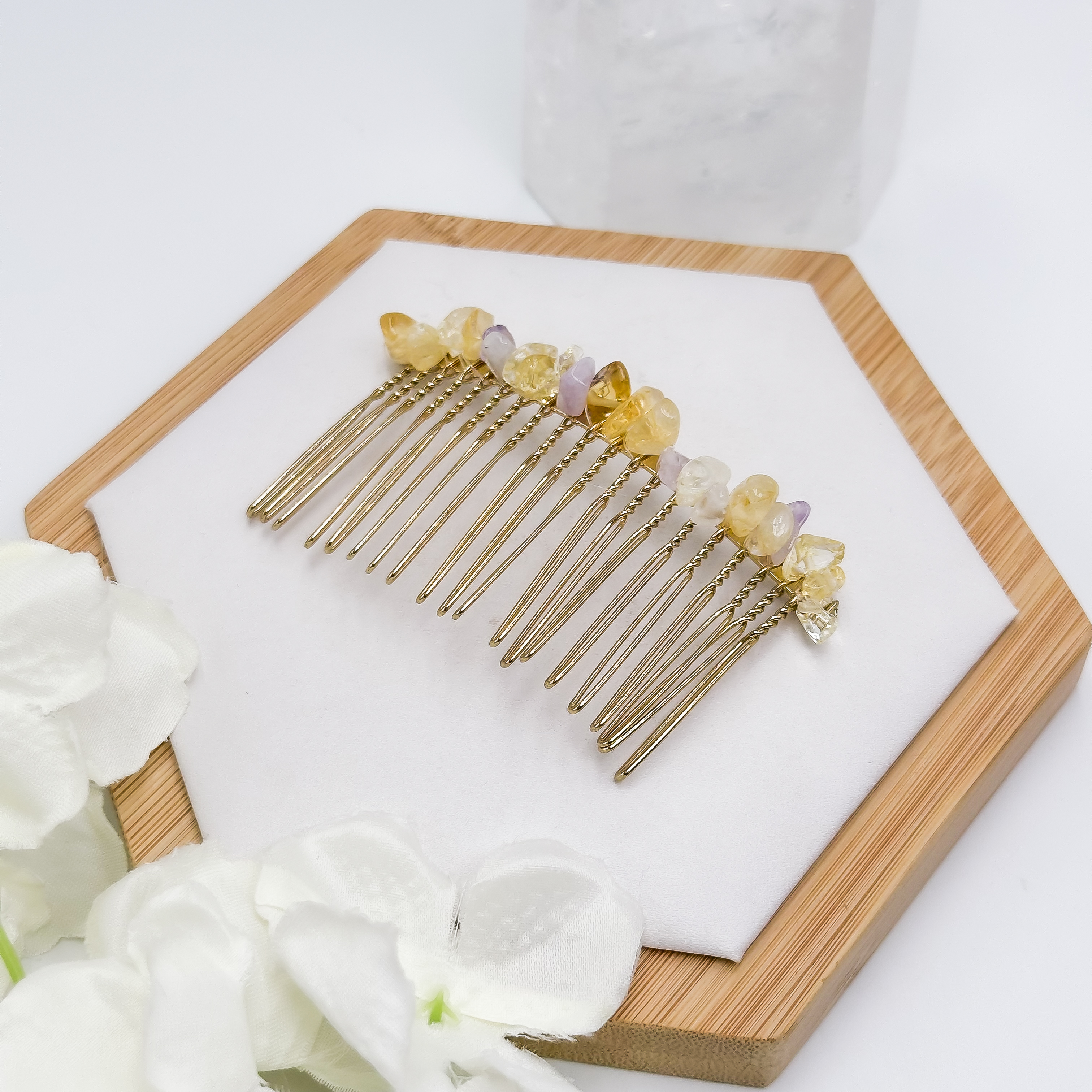 <<SG Seller>> CRZtales Crystal Chips Hair Comb Clip | Natural Crystals