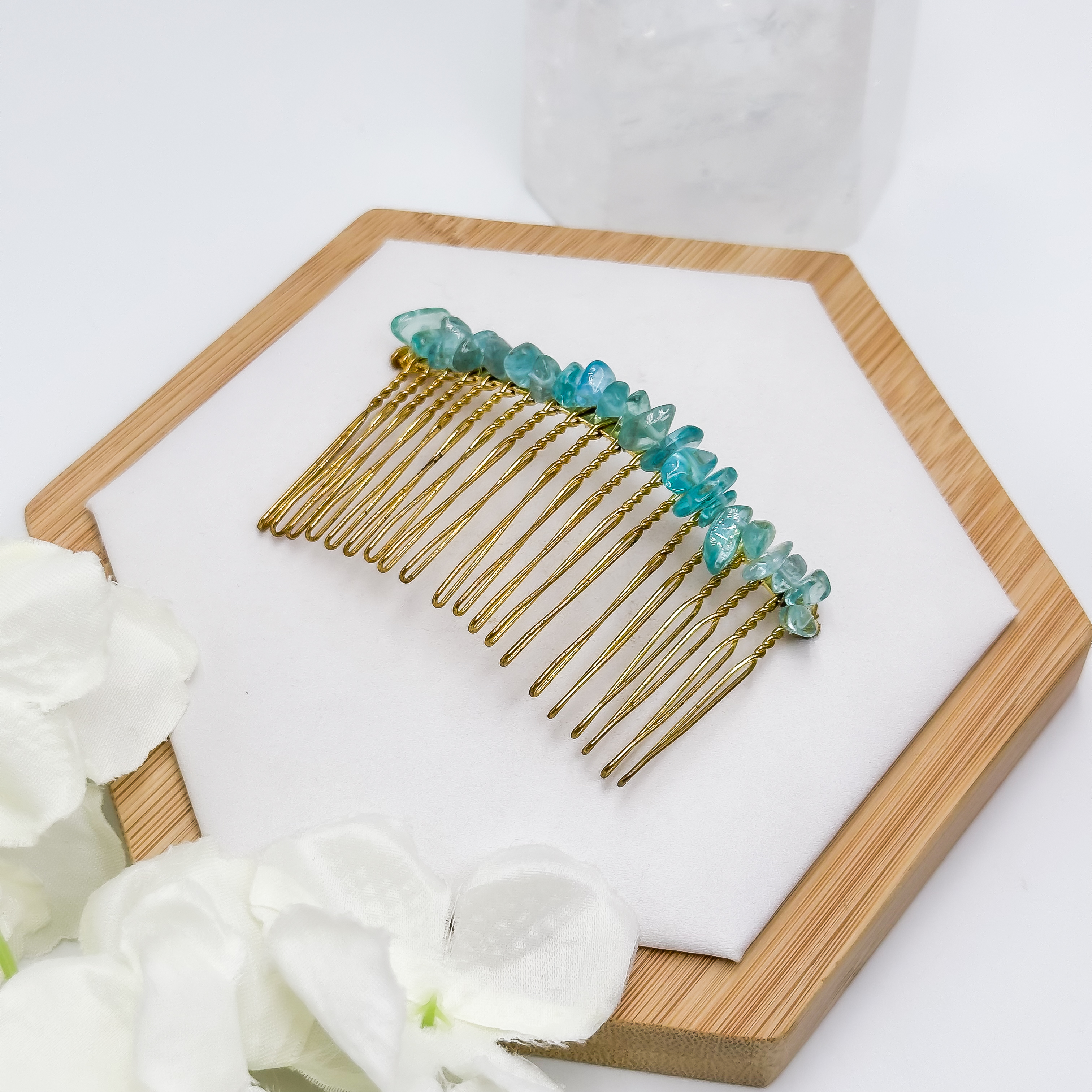 <<SG Seller>> CRZtales Crystal Chips Hair Comb Clip | Natural Crystals