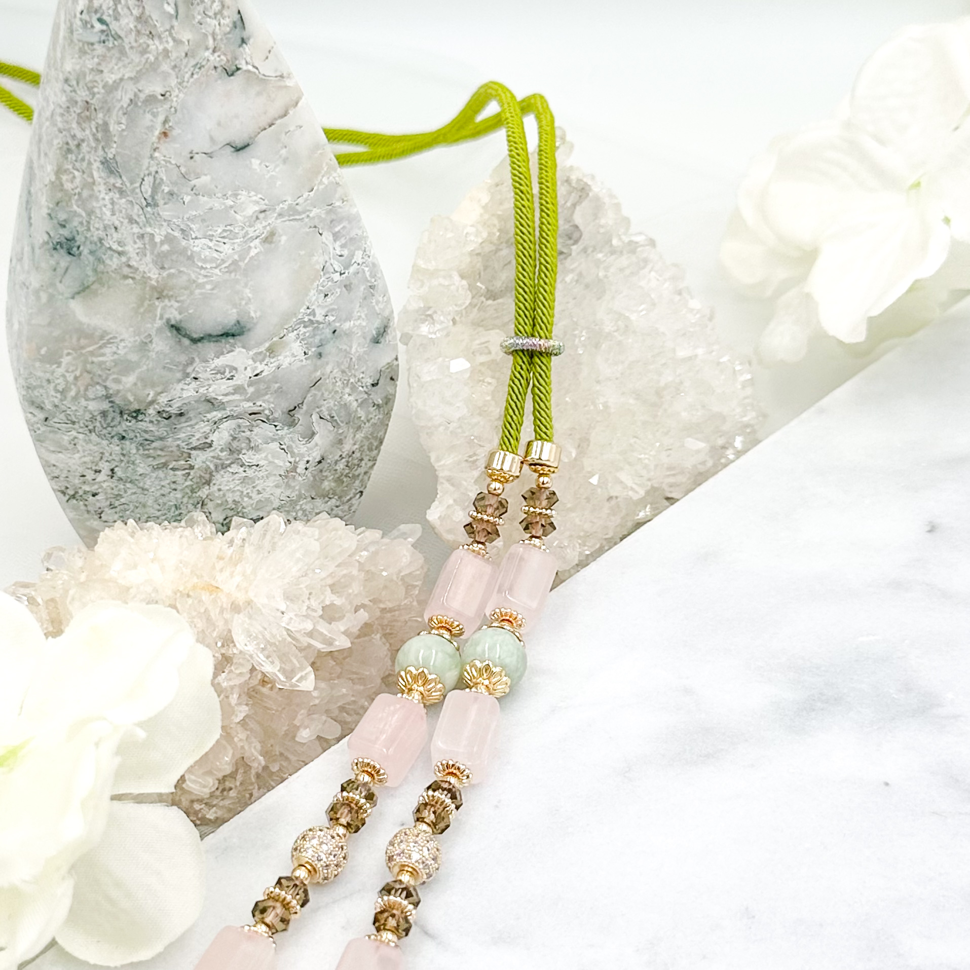Rose Quartz Afghanistan Jade CRZnecklace
