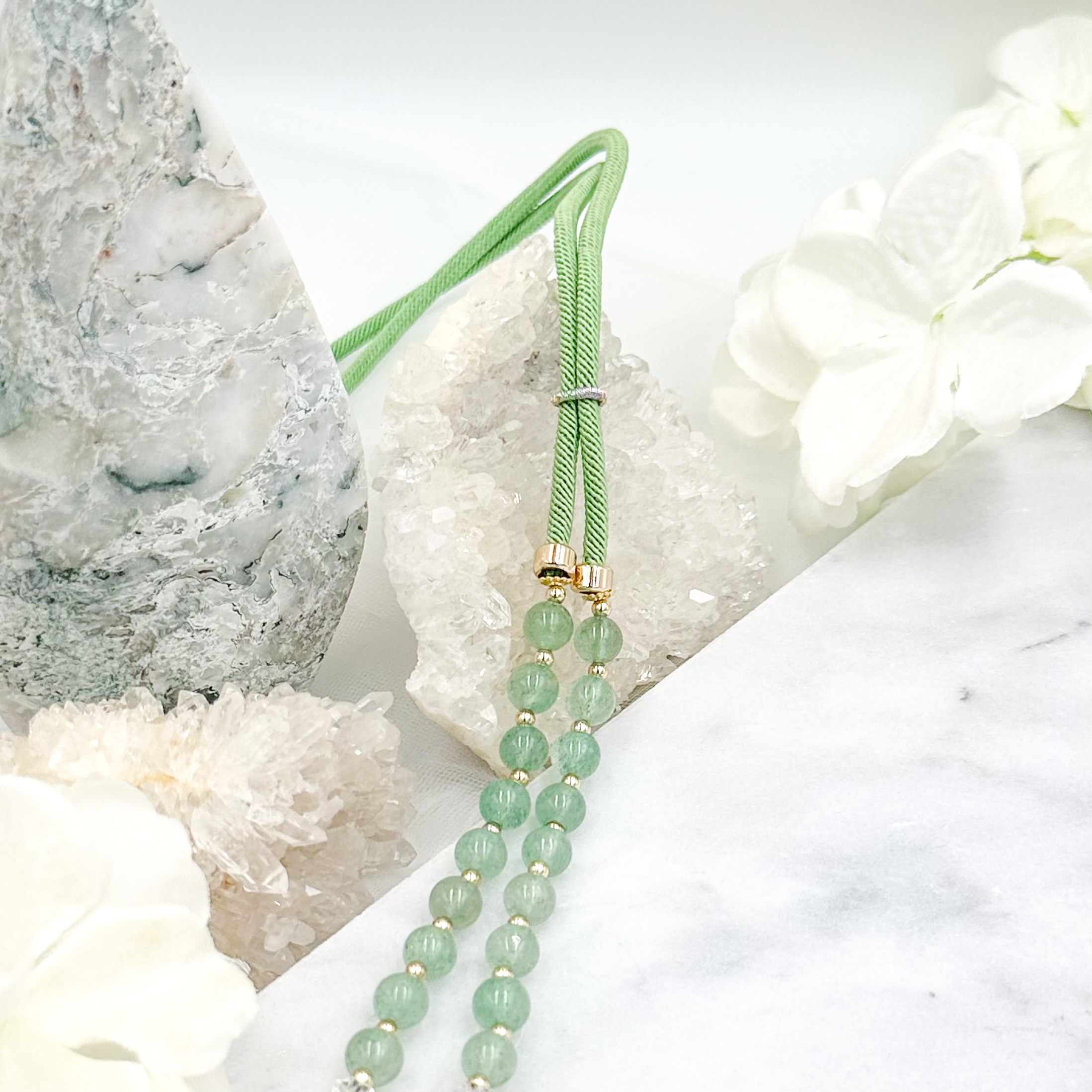 Green Strawberry Quartz Fire Quartz Peach Agate CRZnecklace