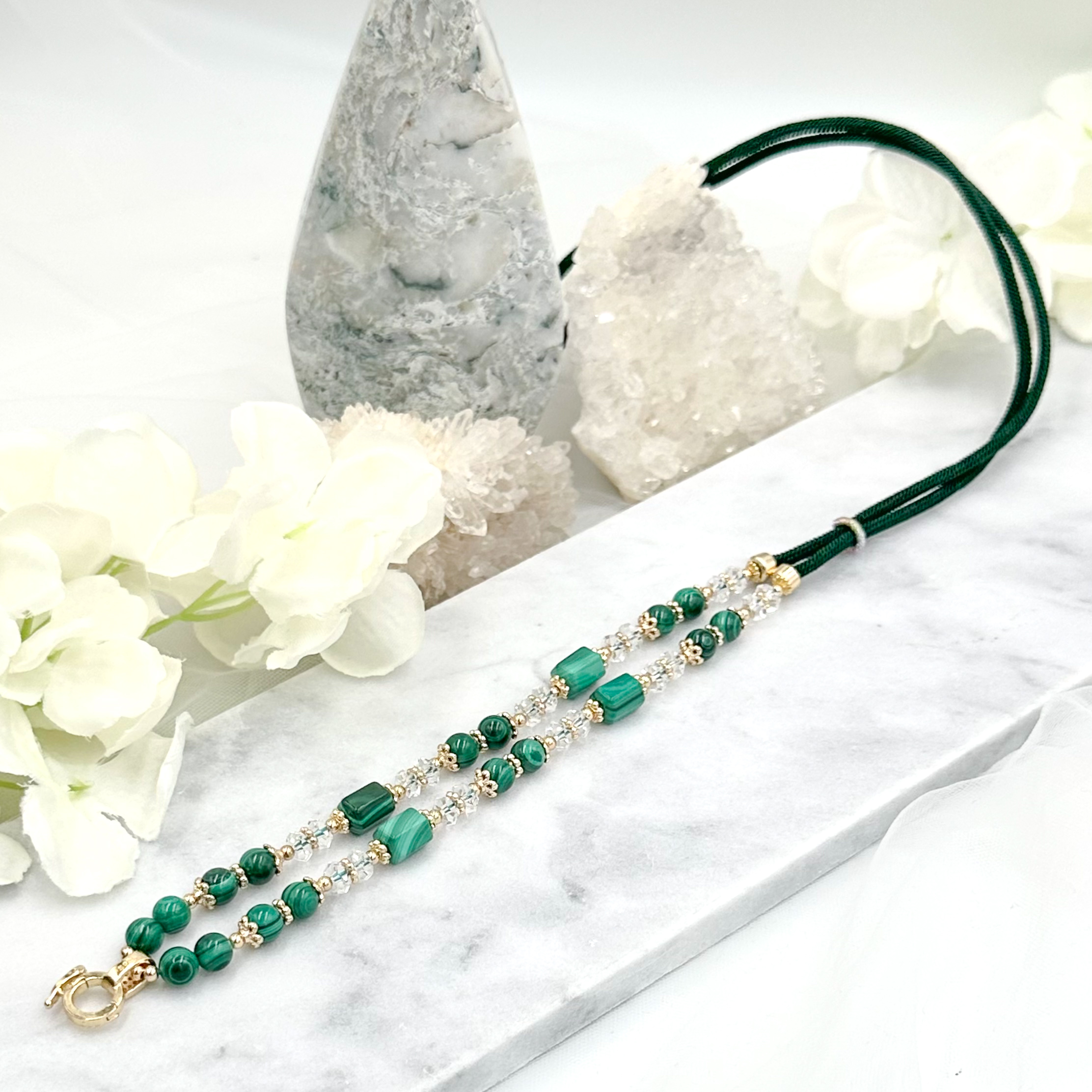 Malachite CRZnecklace (Forest Green Rope)