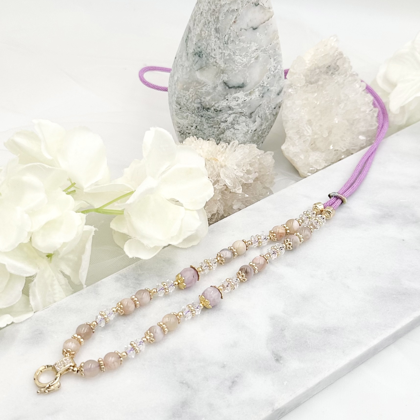 Faceted Kunzite & Sakura Agate CRZnecklace