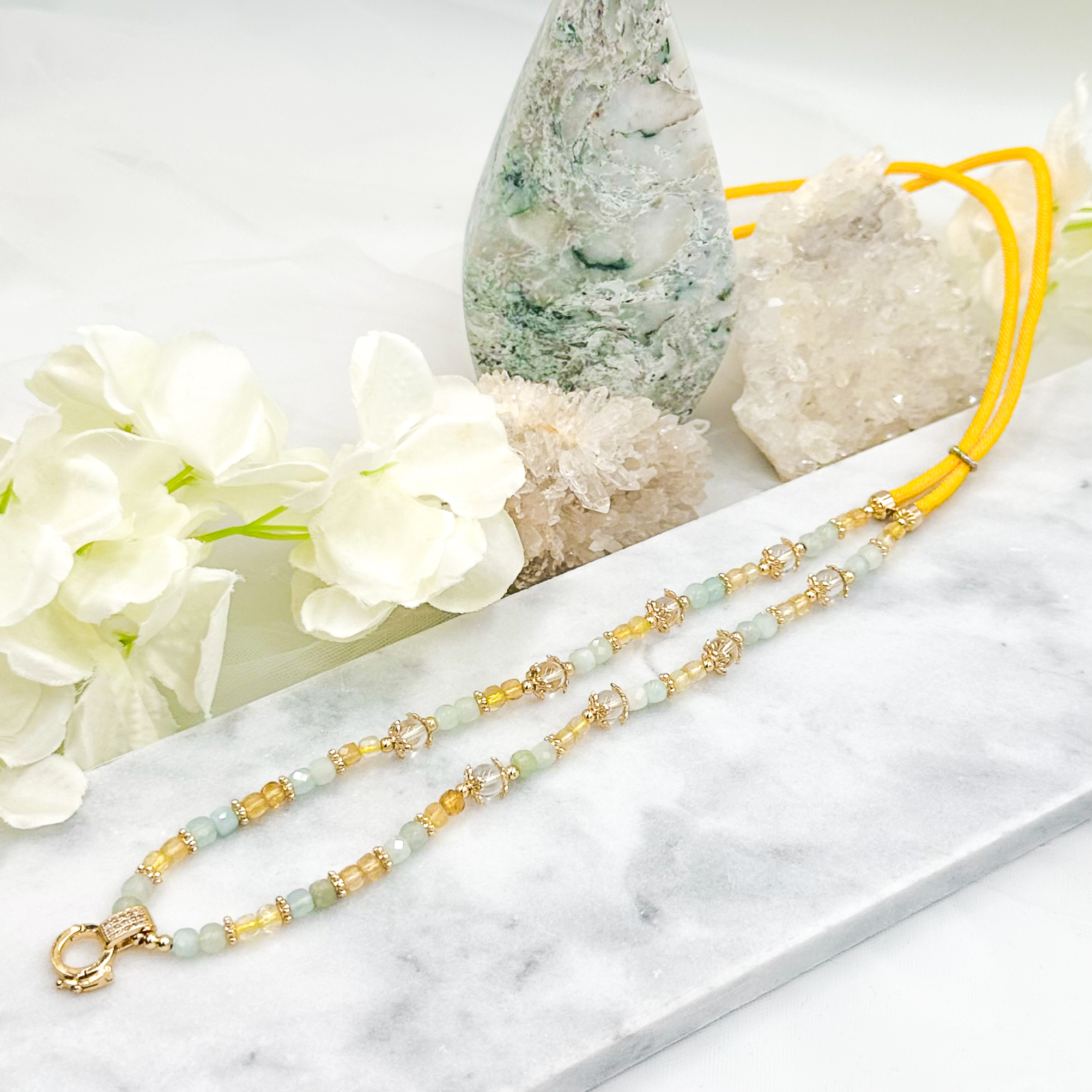 Citrine Aquamarine Clear Qaurtz CRZnecklace