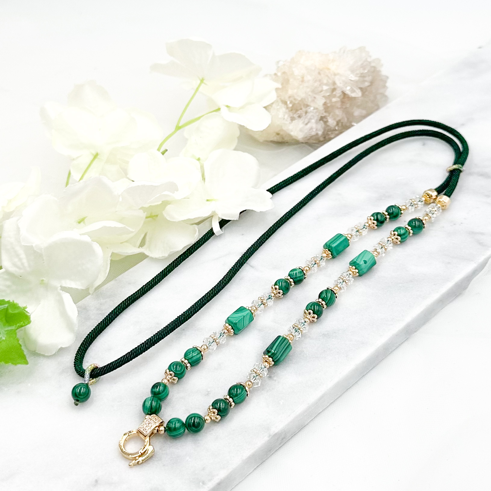Malachite CRZnecklace (Forest Green Rope)