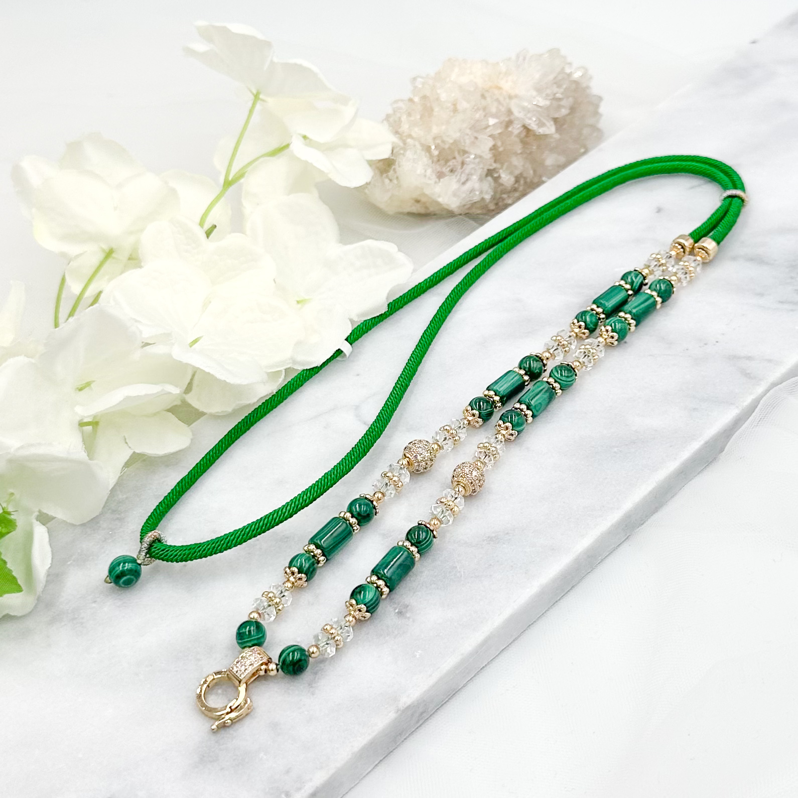 Malachite CRZnecklace (Bright Green Rope)
