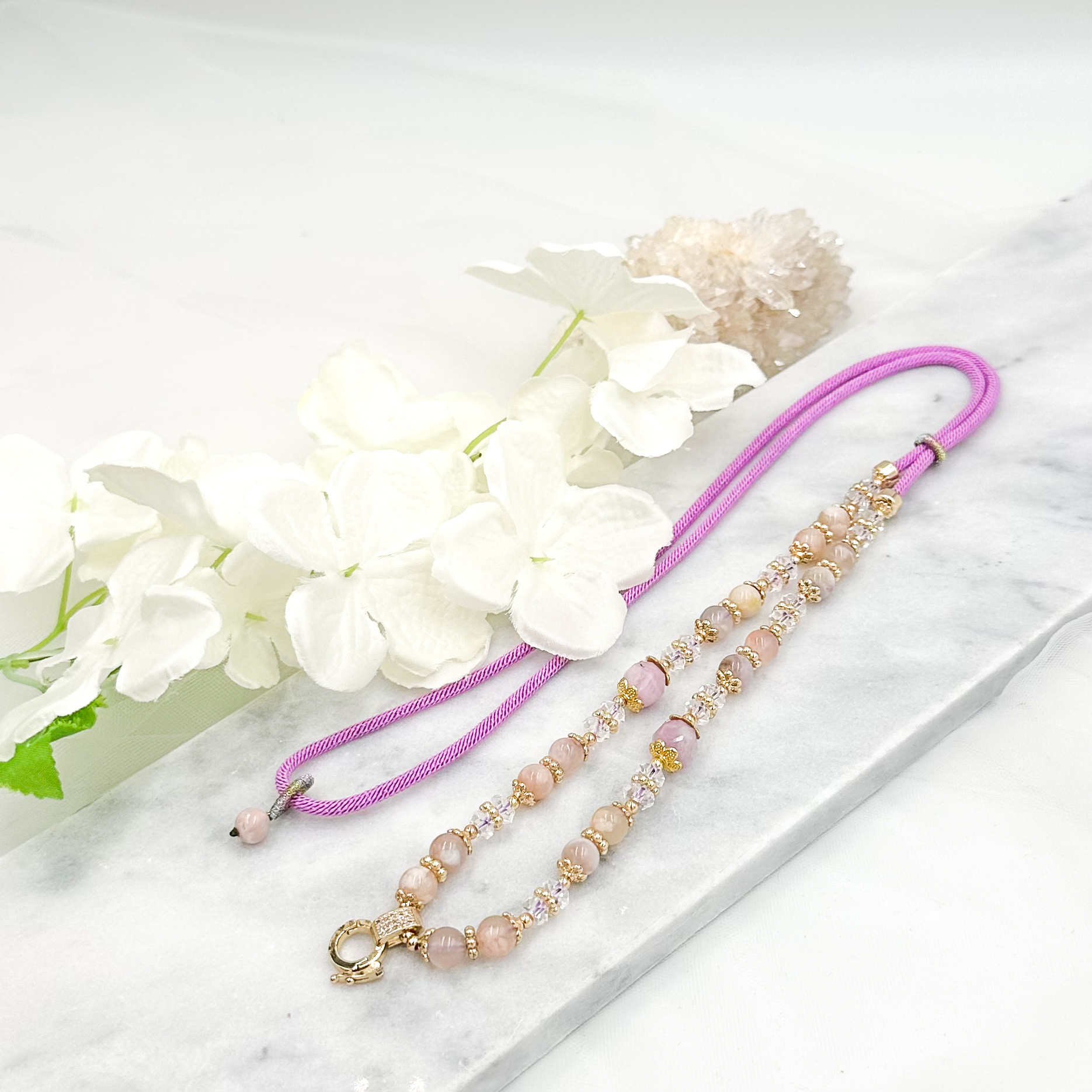 Faceted Kunzite & Sakura Agate CRZnecklace