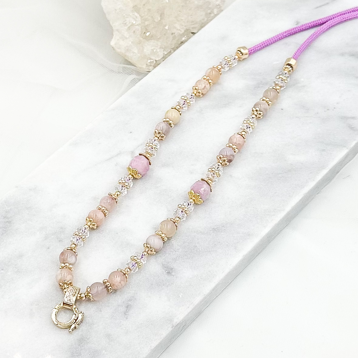 Faceted Kunzite & Sakura Agate CRZnecklace