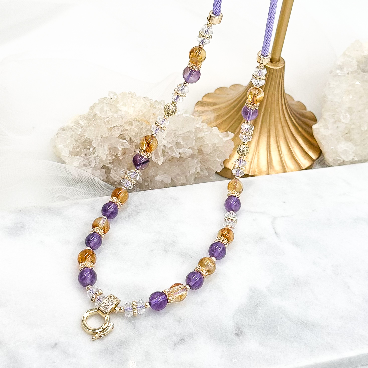 Citrine & Amethyst CRZnecklace