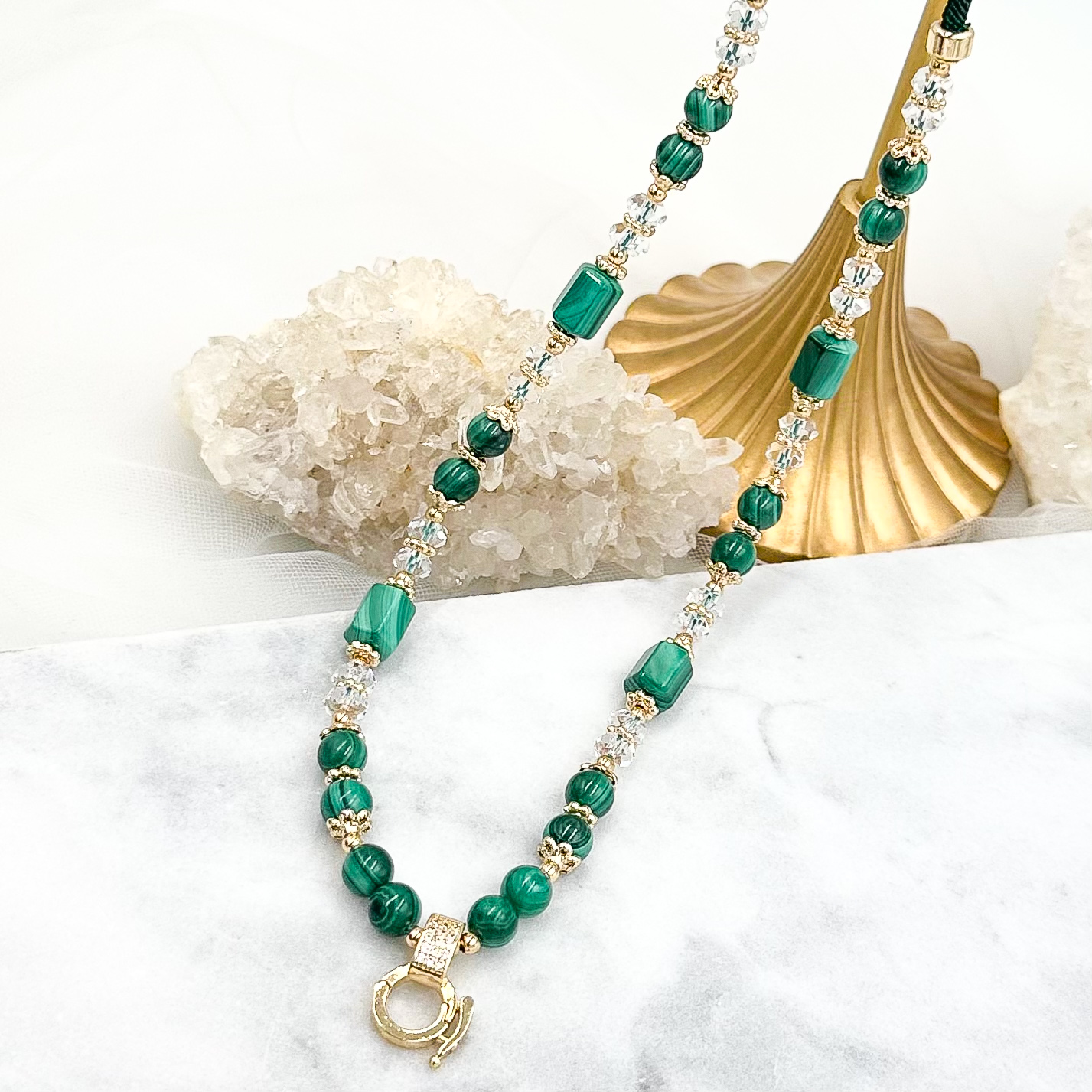 Malachite CRZnecklace (Forest Green Rope)