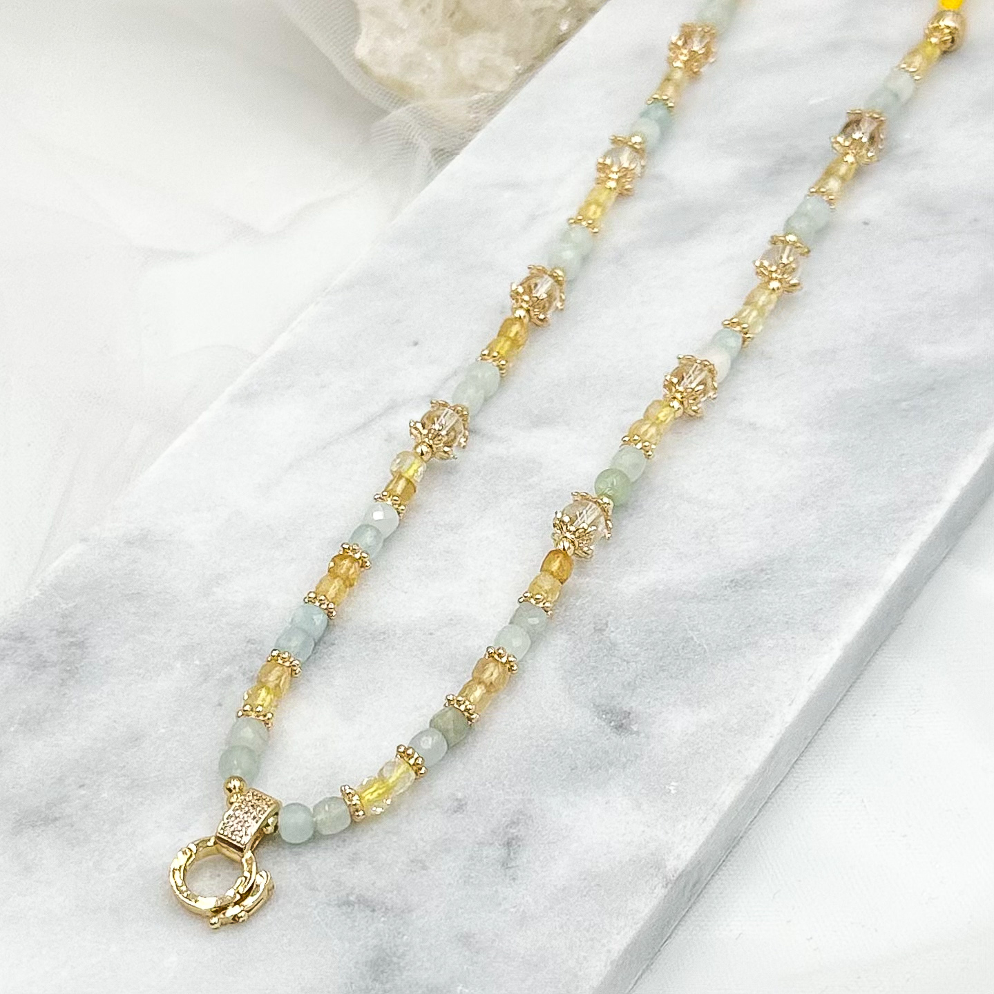 Citrine Aquamarine Clear Qaurtz CRZnecklace