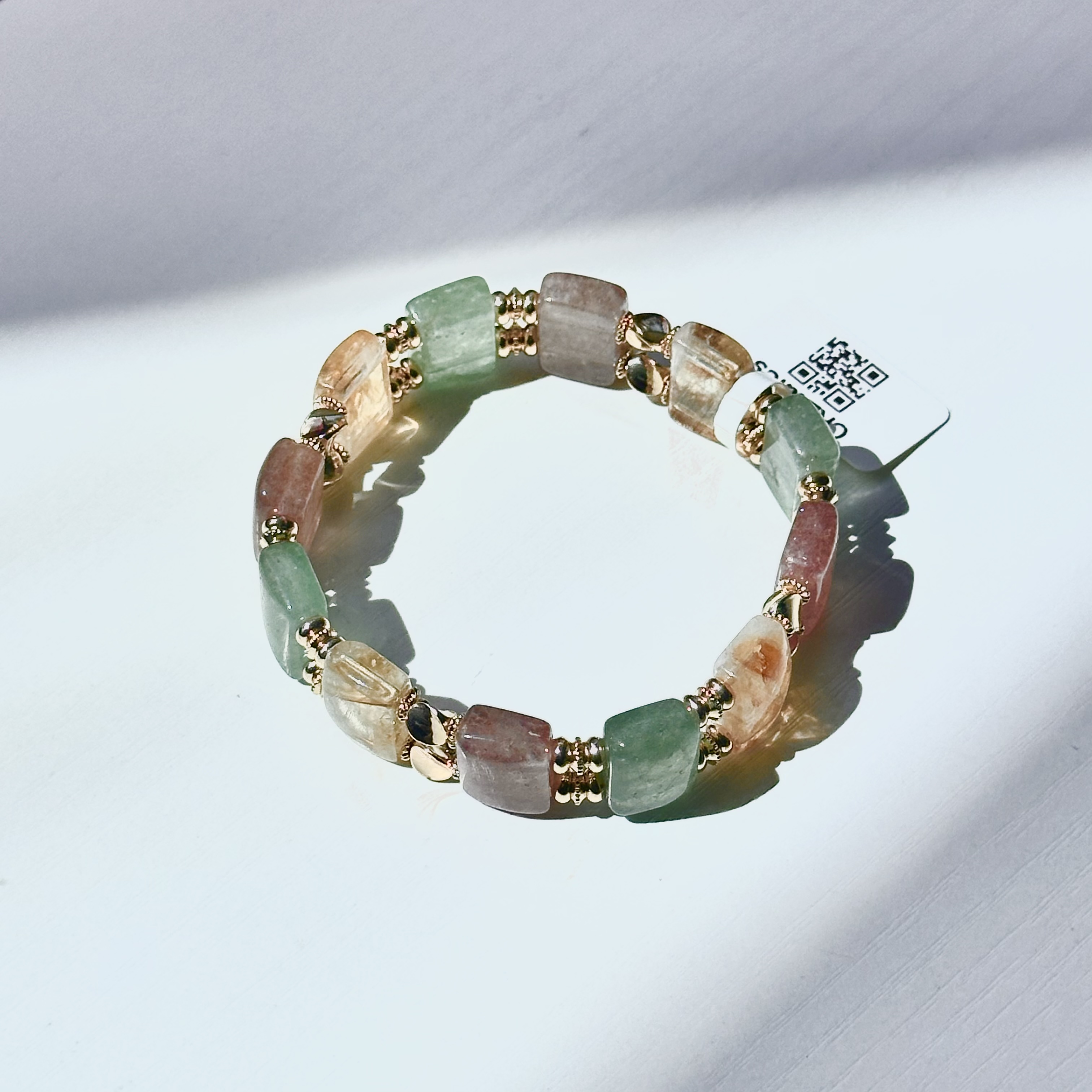 <<SG Seller>> CRZtales Premium Strawberry Quartz, Green Strawberry Quartz & Citrine with Gold Hardware #CRZShouPai