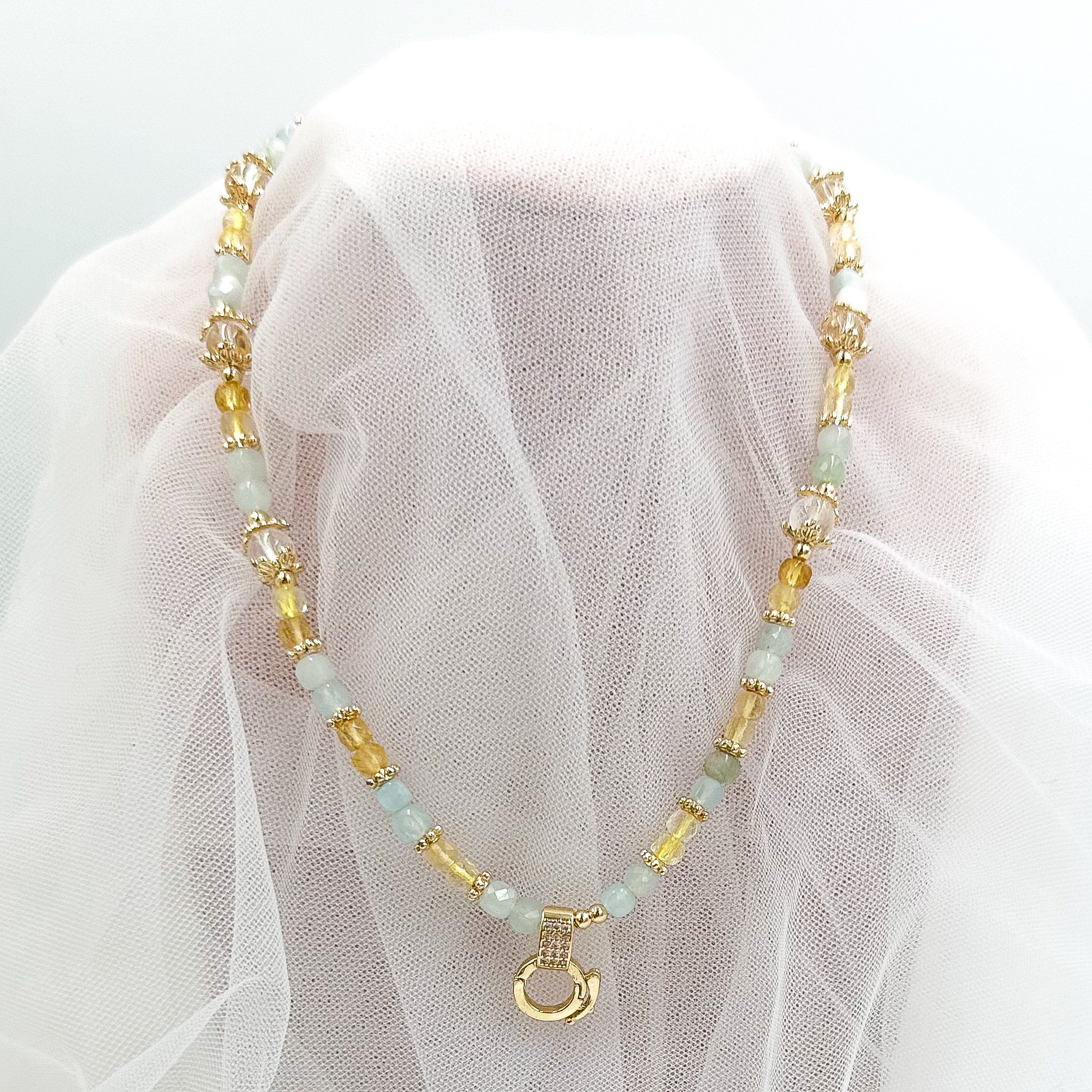 Citrine Aquamarine Clear Qaurtz CRZnecklace